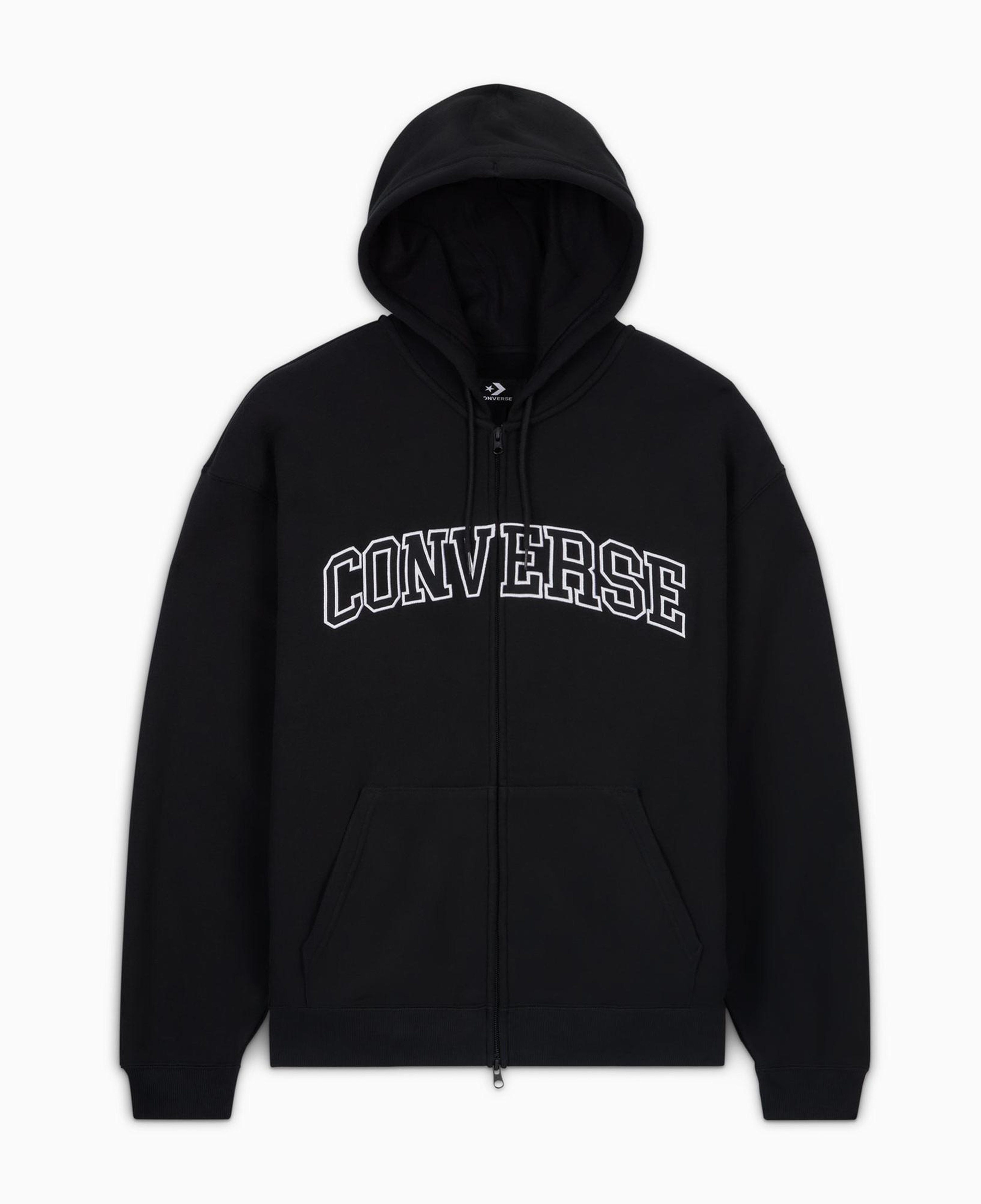 Converse Classic Erkek Fermuarlı Siyah Hoodie