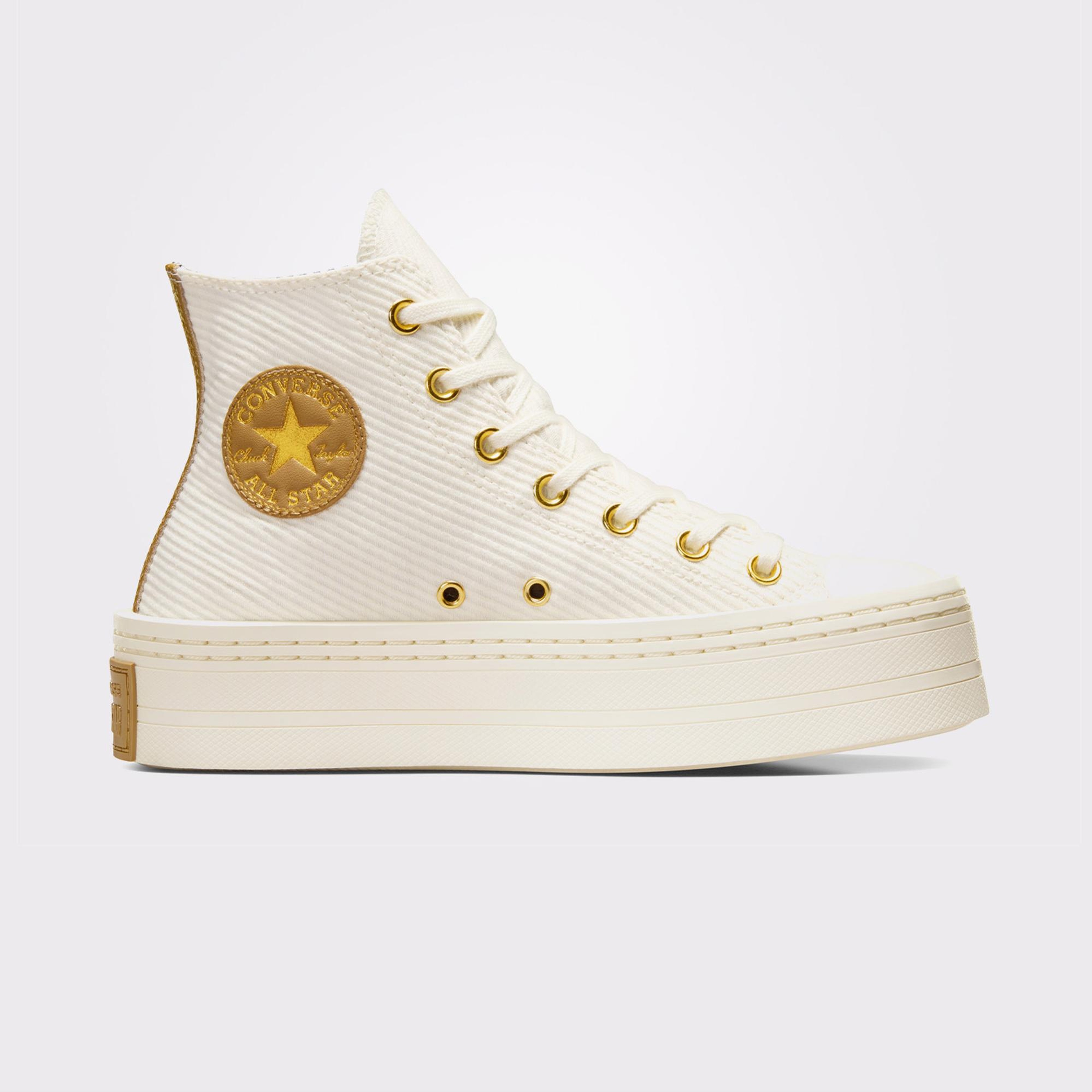 Converse Chuck Taylor All Star Modern Lift Platform Corduroy Kadın Krem Sneaker