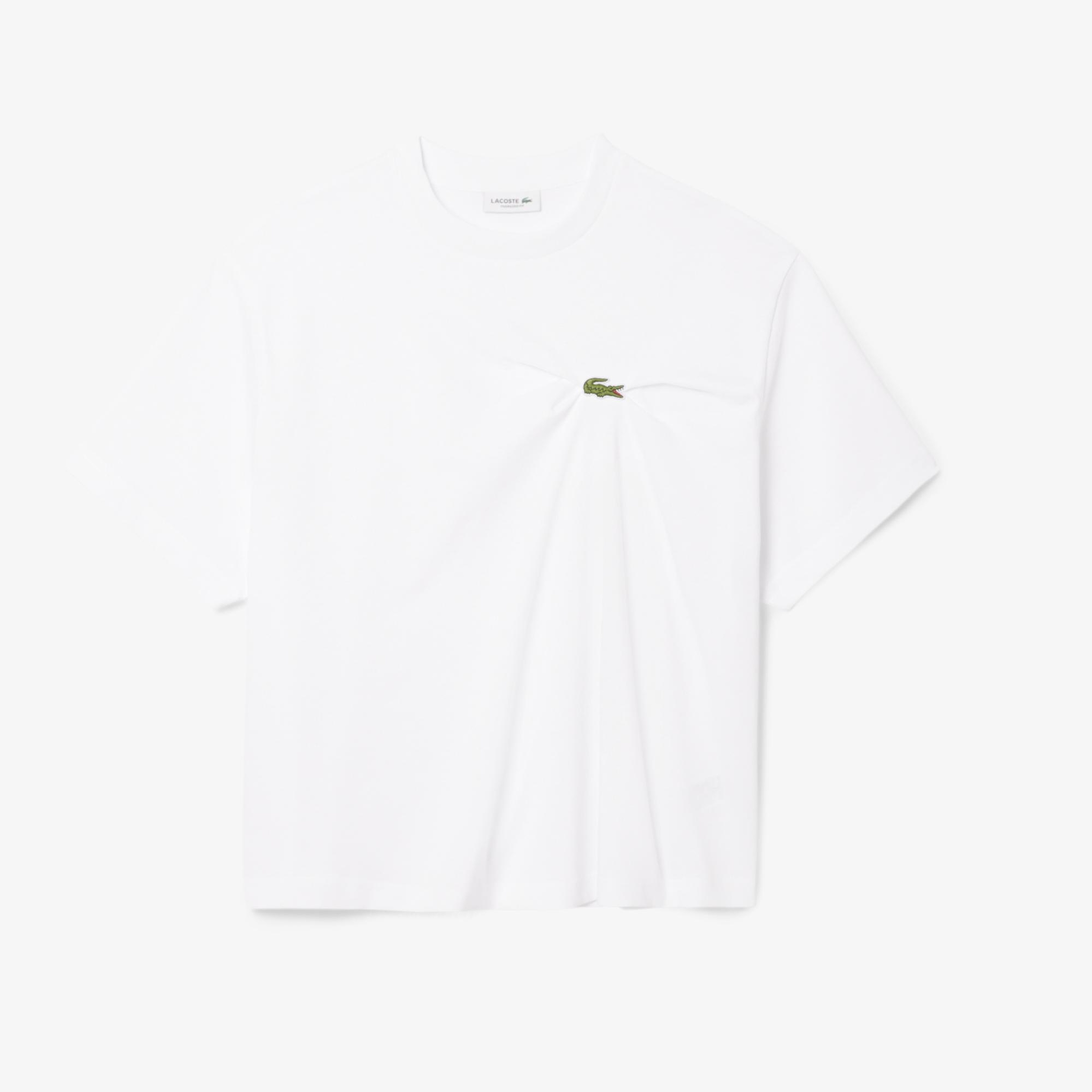 Lacoste Kadın Oversize Fit Bisiklet Yaka Beyaz T-Shirt
