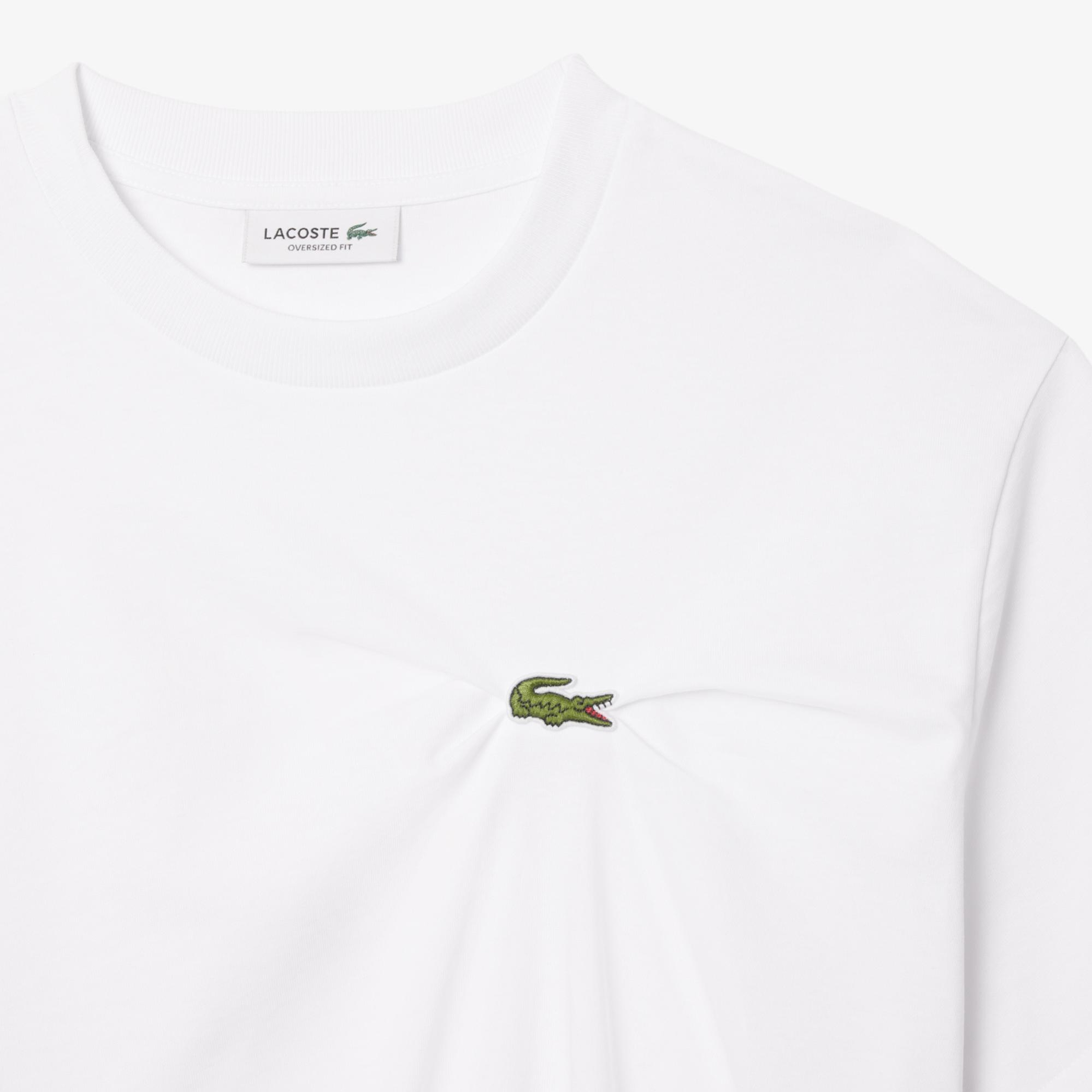 Lacoste Kadın Oversize Fit Bisiklet Yaka Beyaz T-Shirt