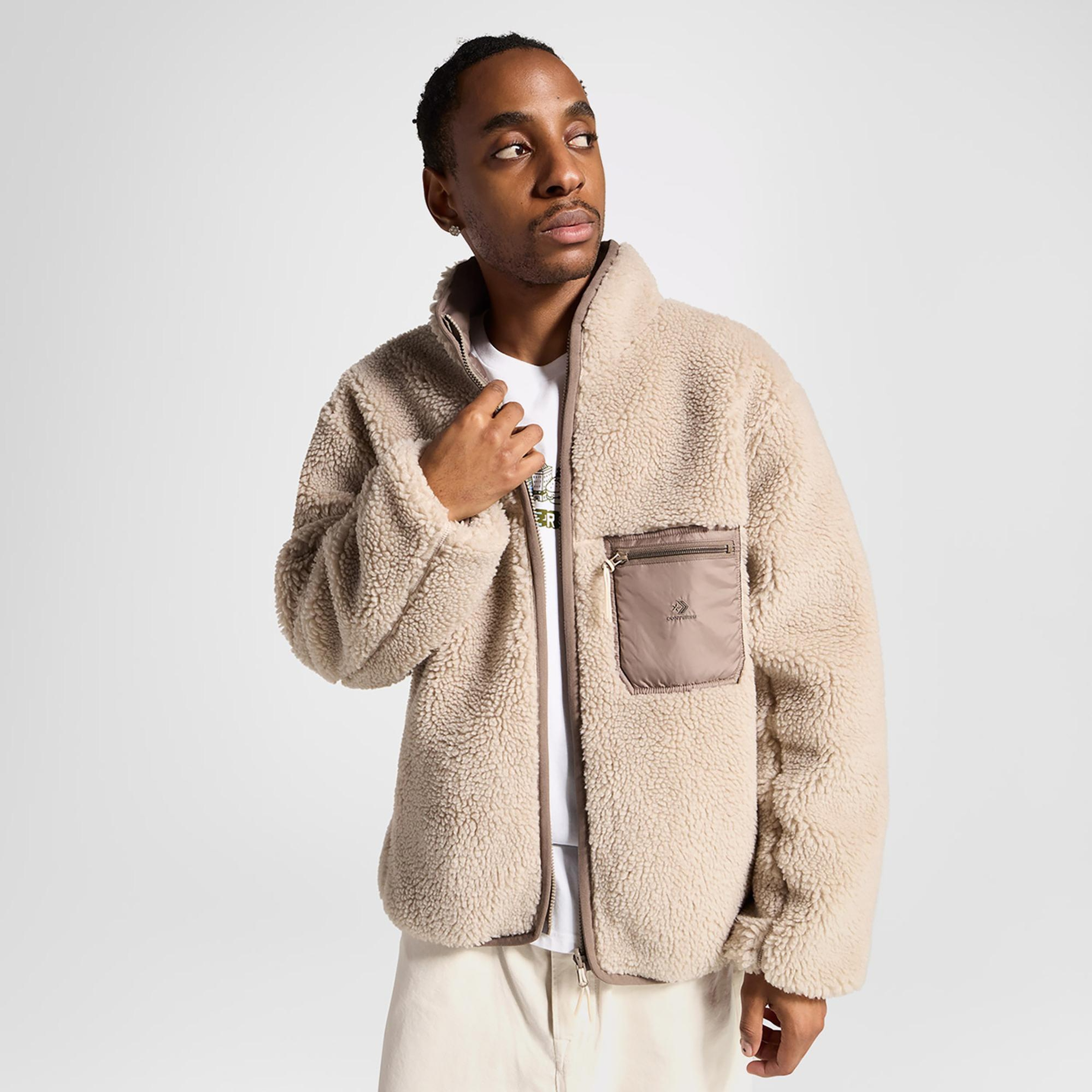 Converse Erkek Dik Yaka Çift Taraflı Bej Mont