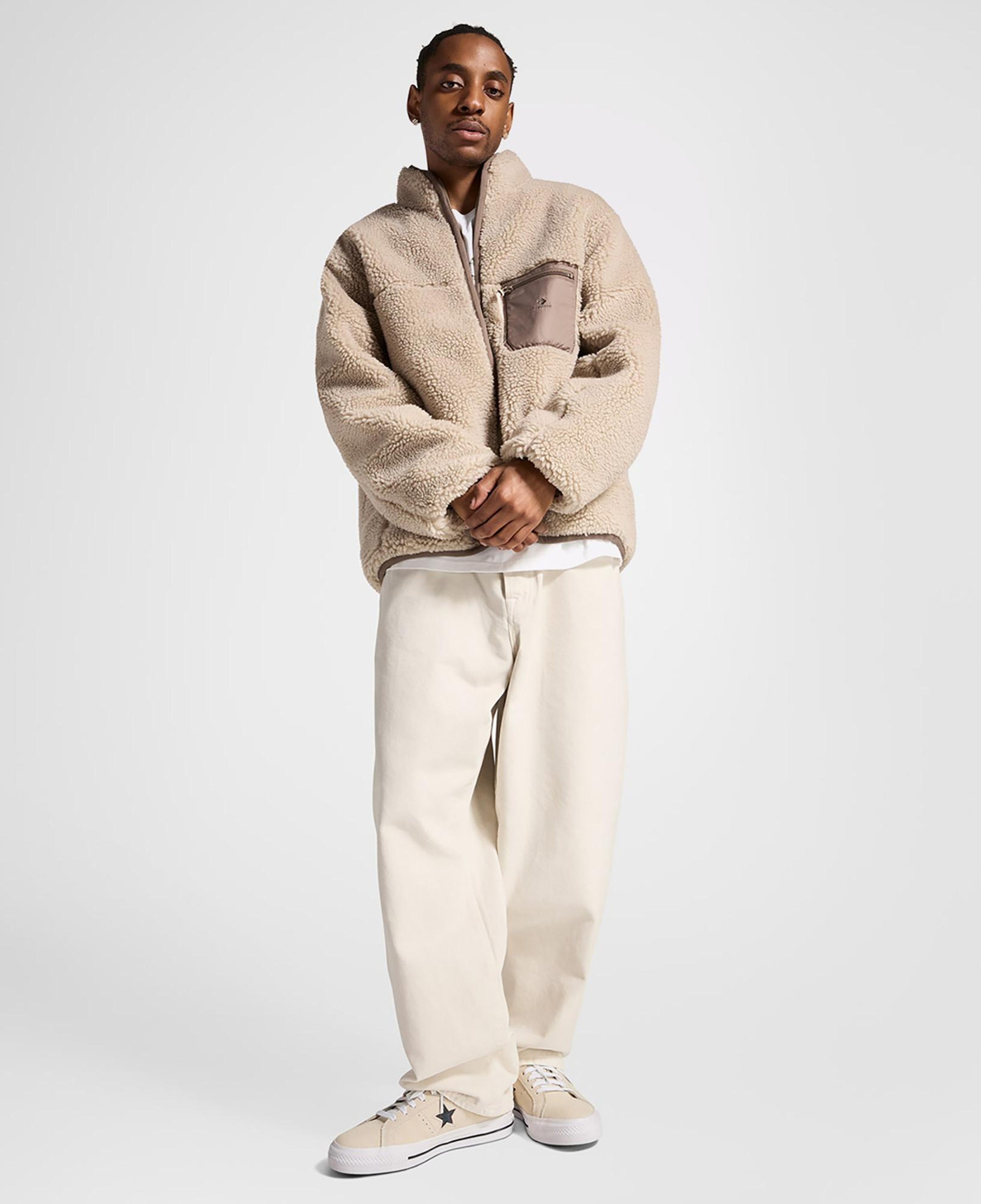 Converse Erkek Dik Yaka Çift Taraflı Bej Mont