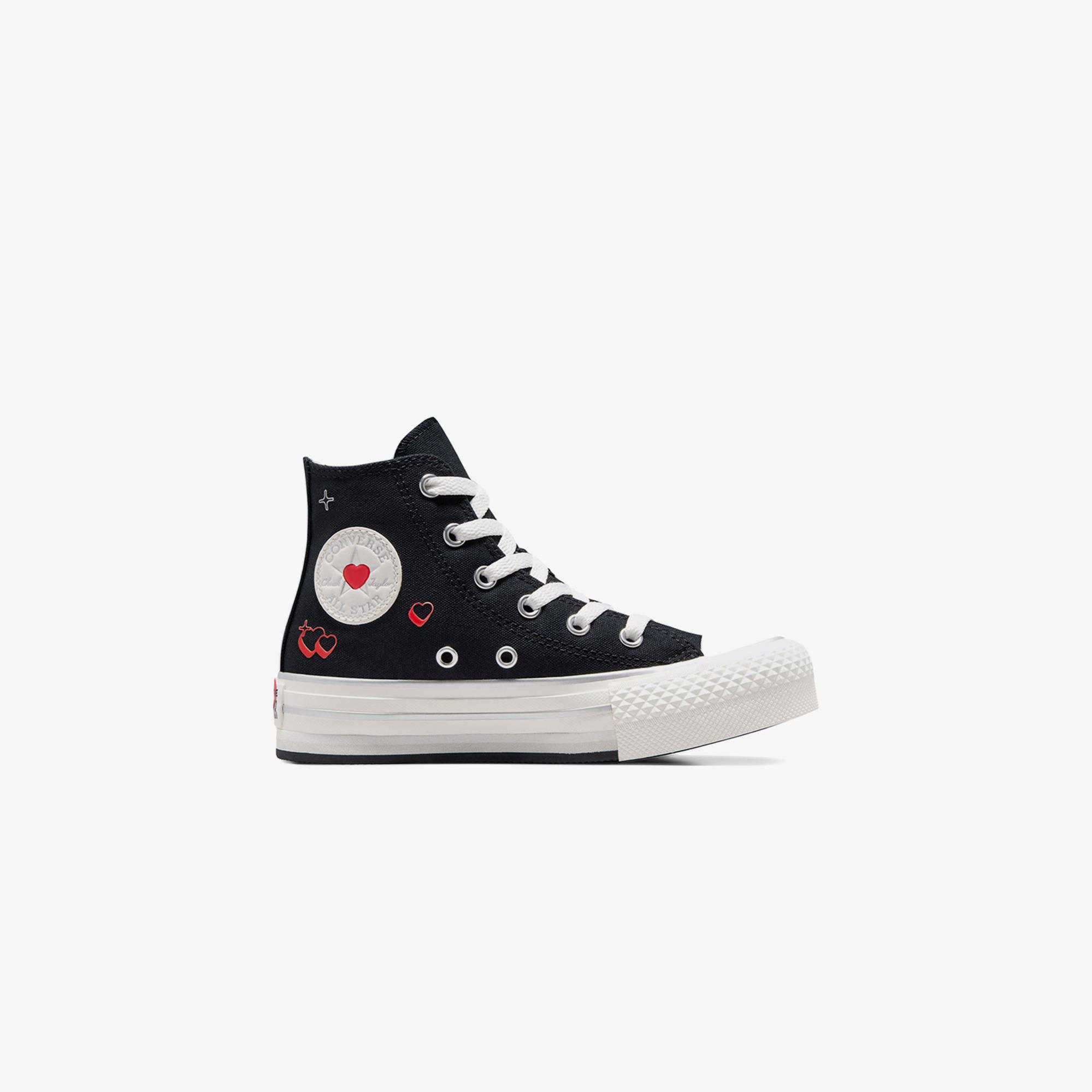 Converse Chuck Taylor All Star Eva Lift Y2K Heart Çocuk Siyah Platform Sneaker