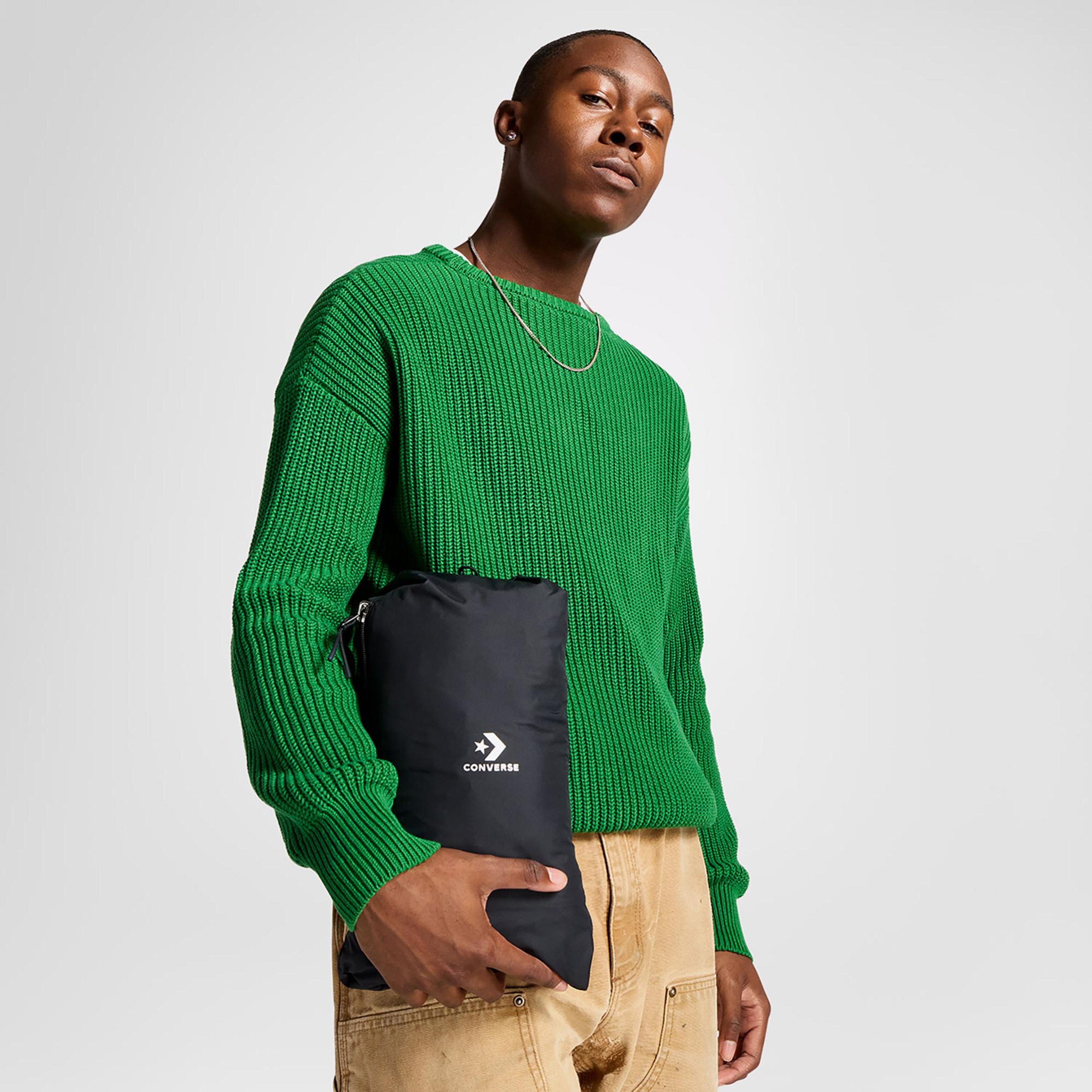 Converse Erkek Kapüşonlu Renk Bloklu Siyah Mont