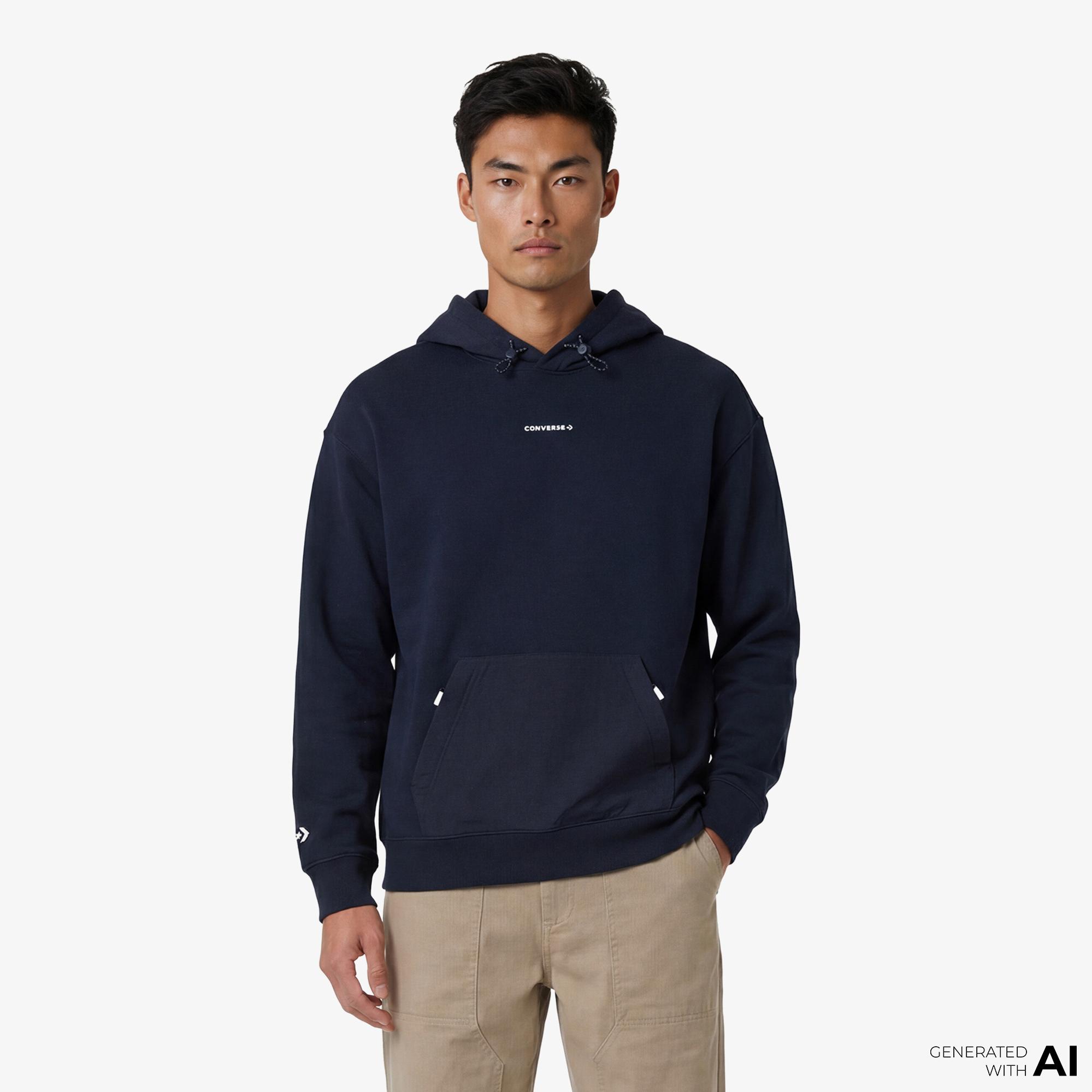 Converse Wordmark Erkek Lacivert Hoodie