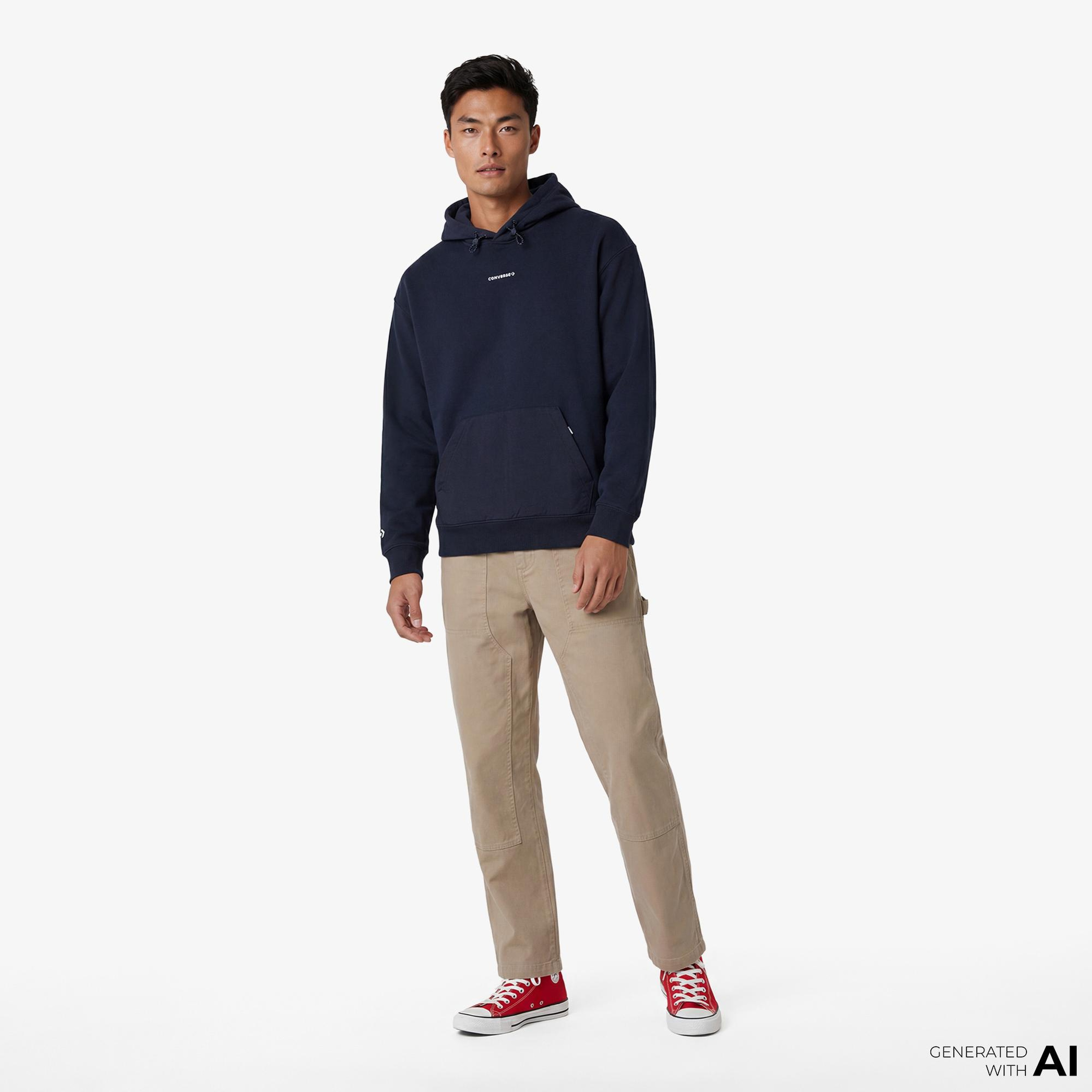 Converse Wordmark Erkek Lacivert Hoodie