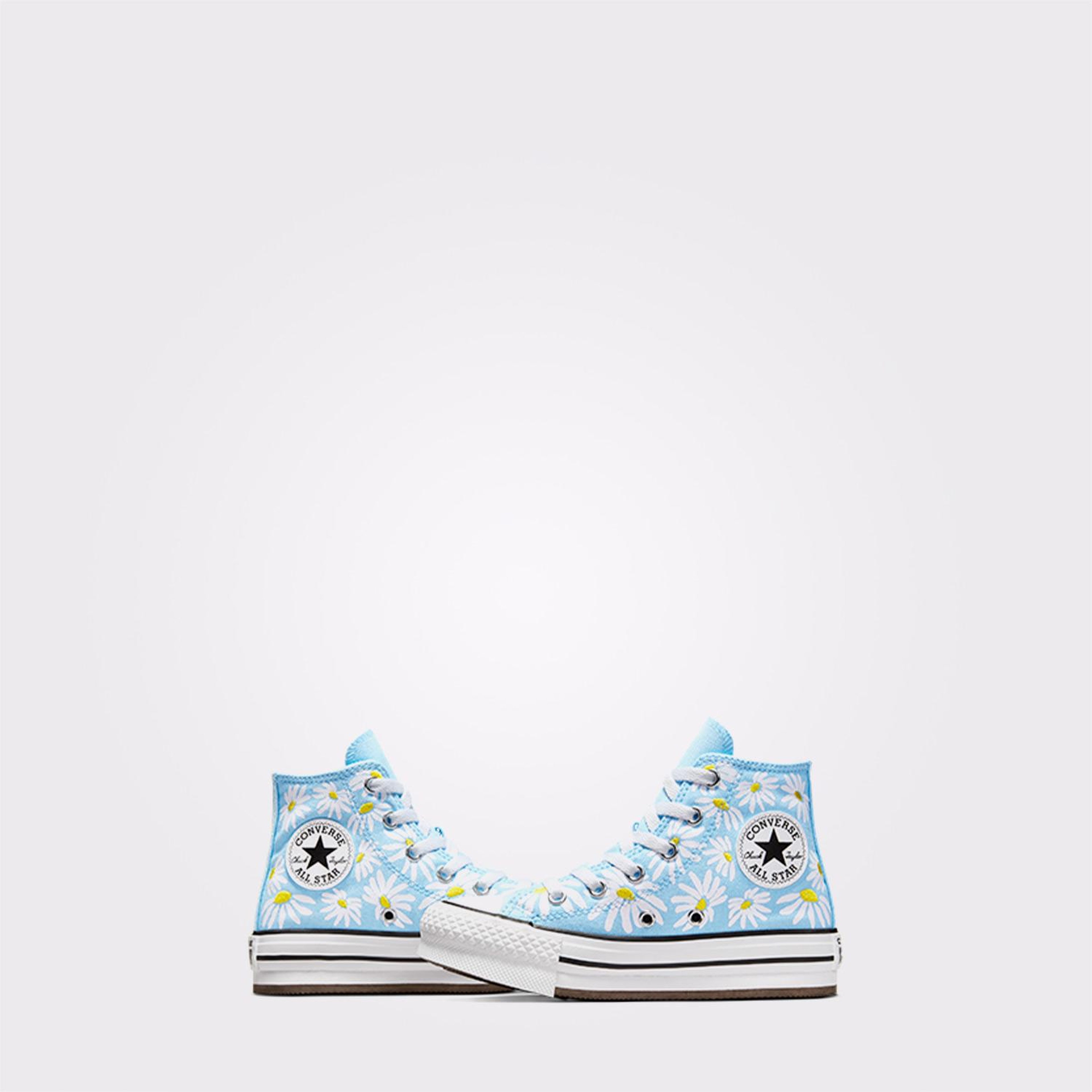 Converse Chuck Taylor All Star Lift Floral Çocuk Mavi Platform Sneaker