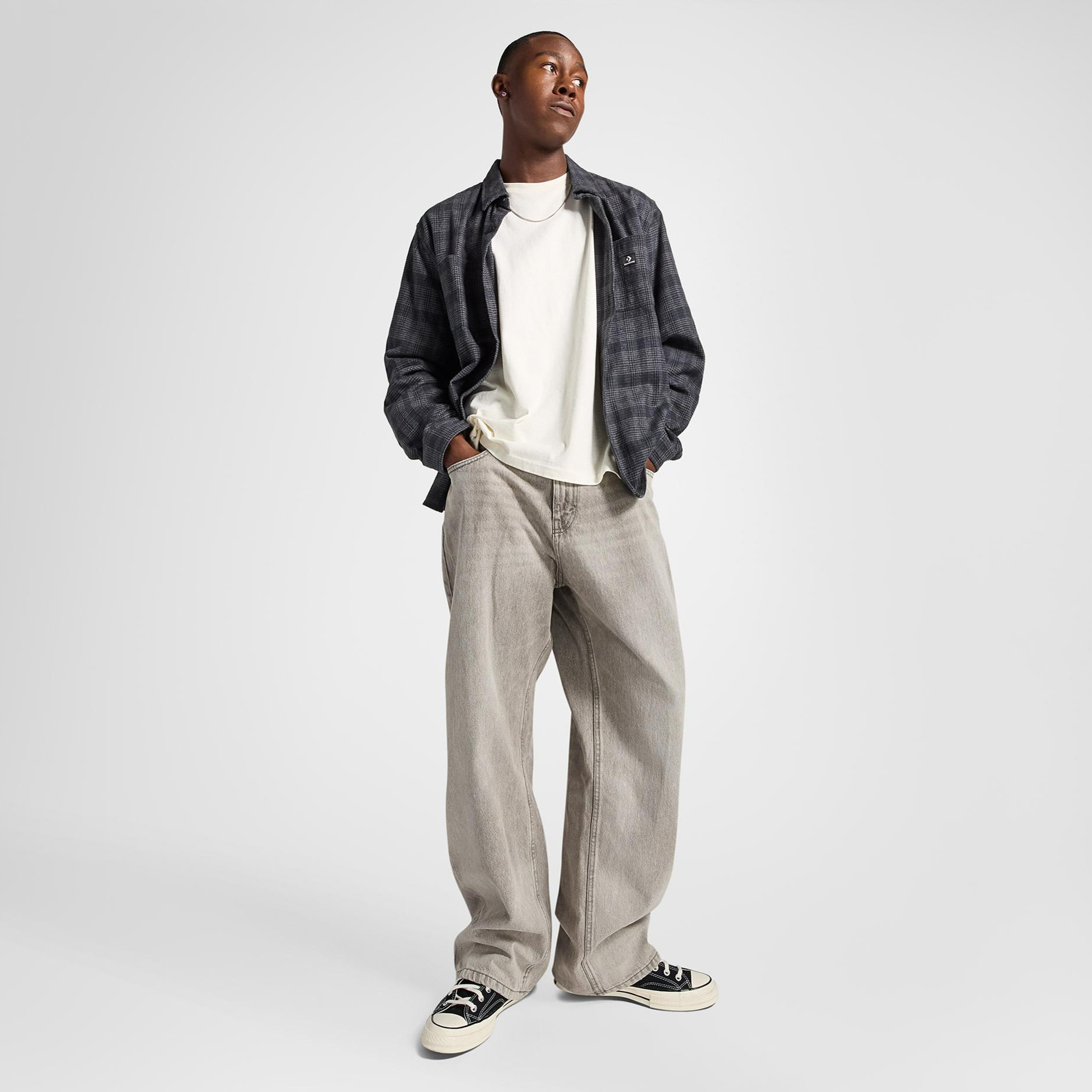 Converse Erkek Ekose Gri Gömlek