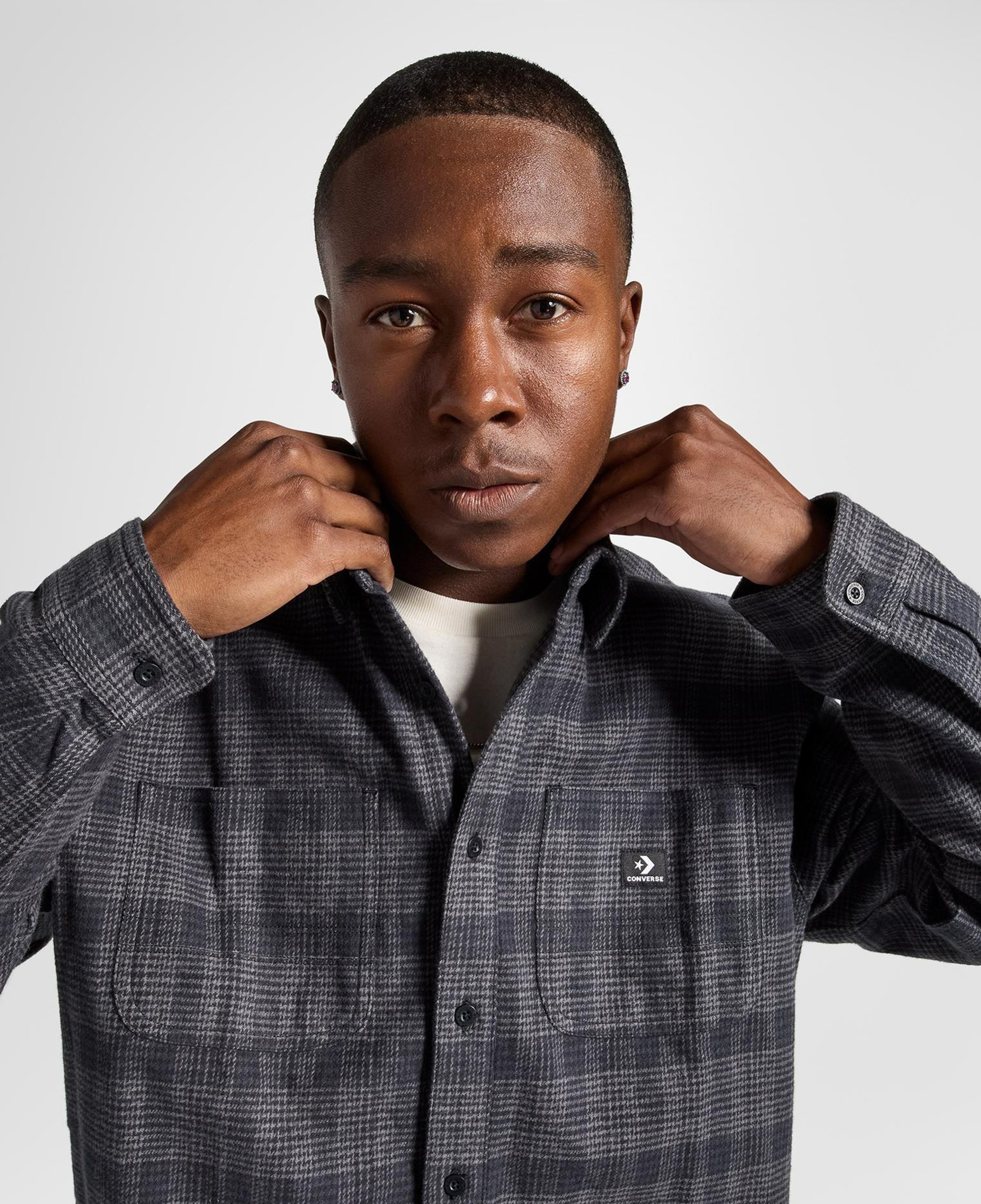 Converse Erkek Ekose Gri Gömlek