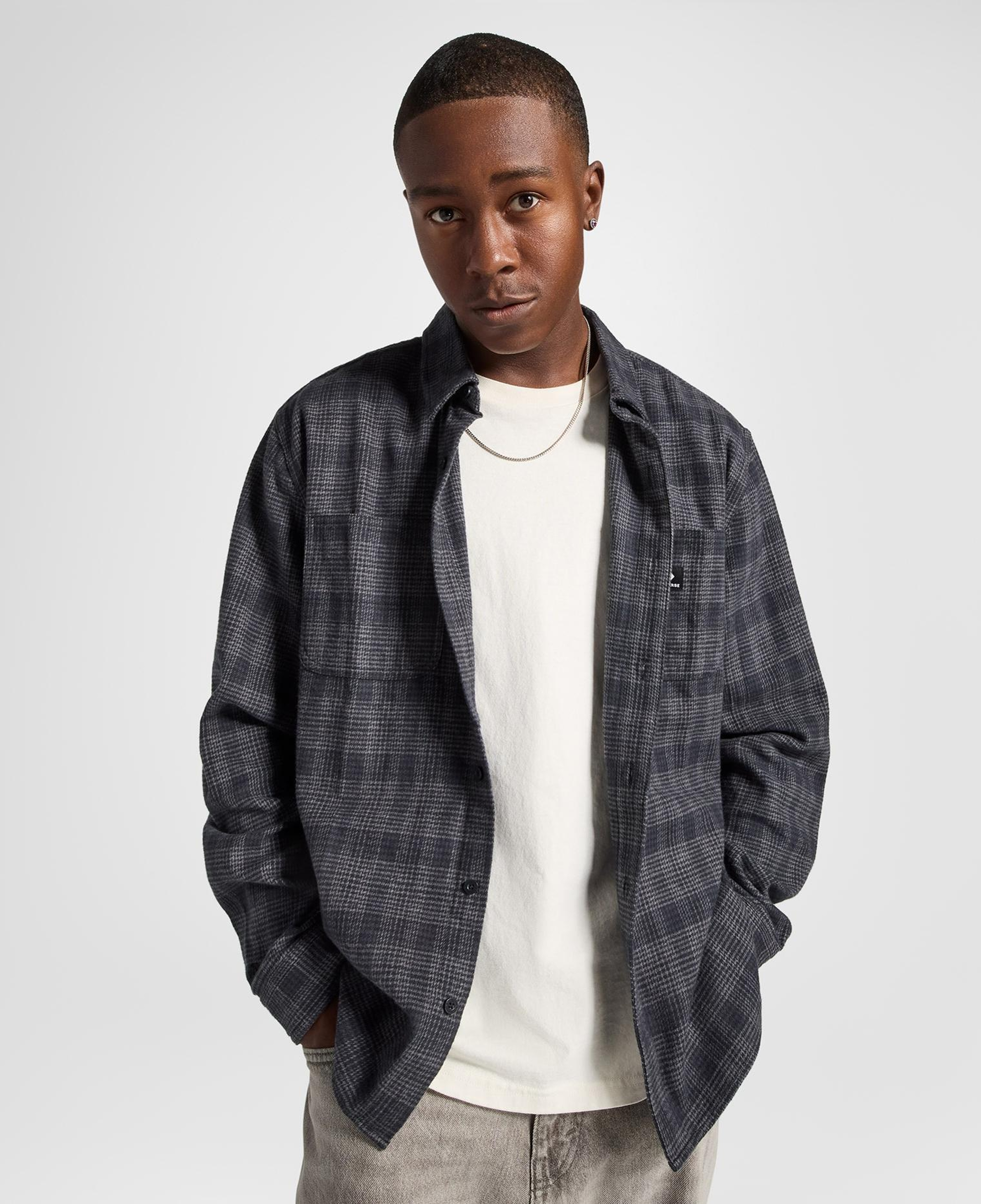 Converse Erkek Ekose Gri Gömlek