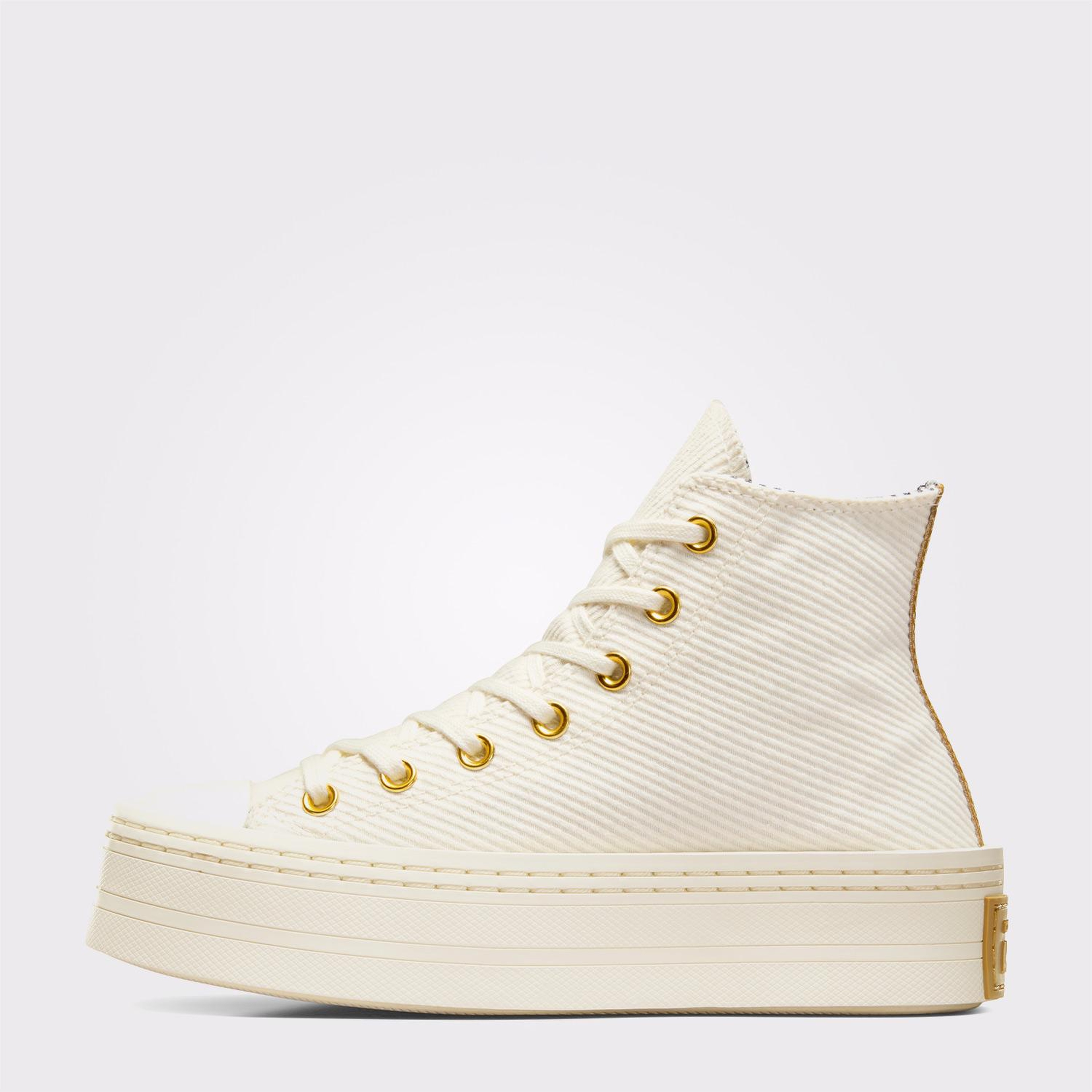 Converse Chuck Taylor All Star Modern Lift Corduroy Unisex Krem Platform Sneaker