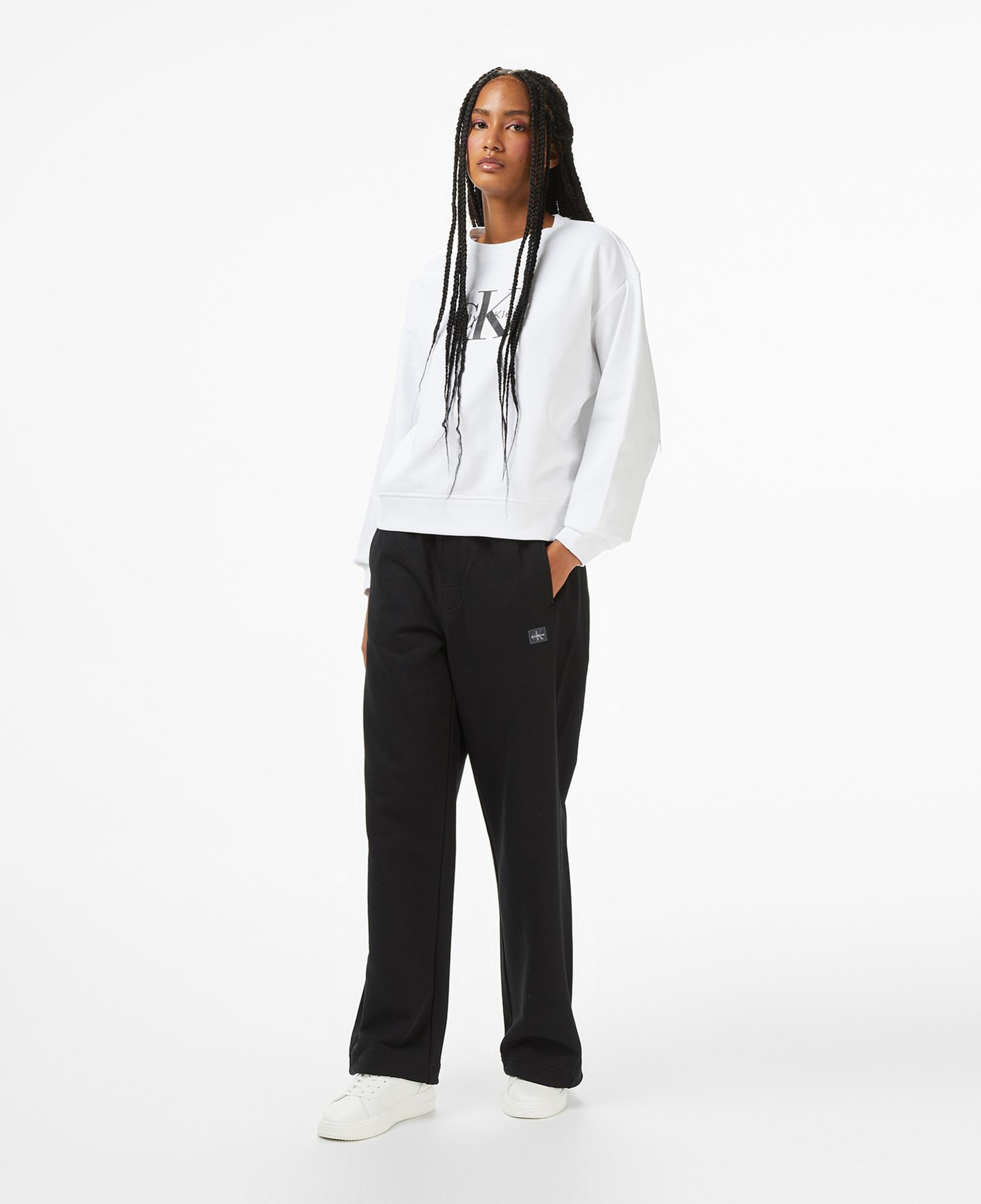 Calvin Klein French Terry Badge Logo Kadın Siyah Eşofman Altı