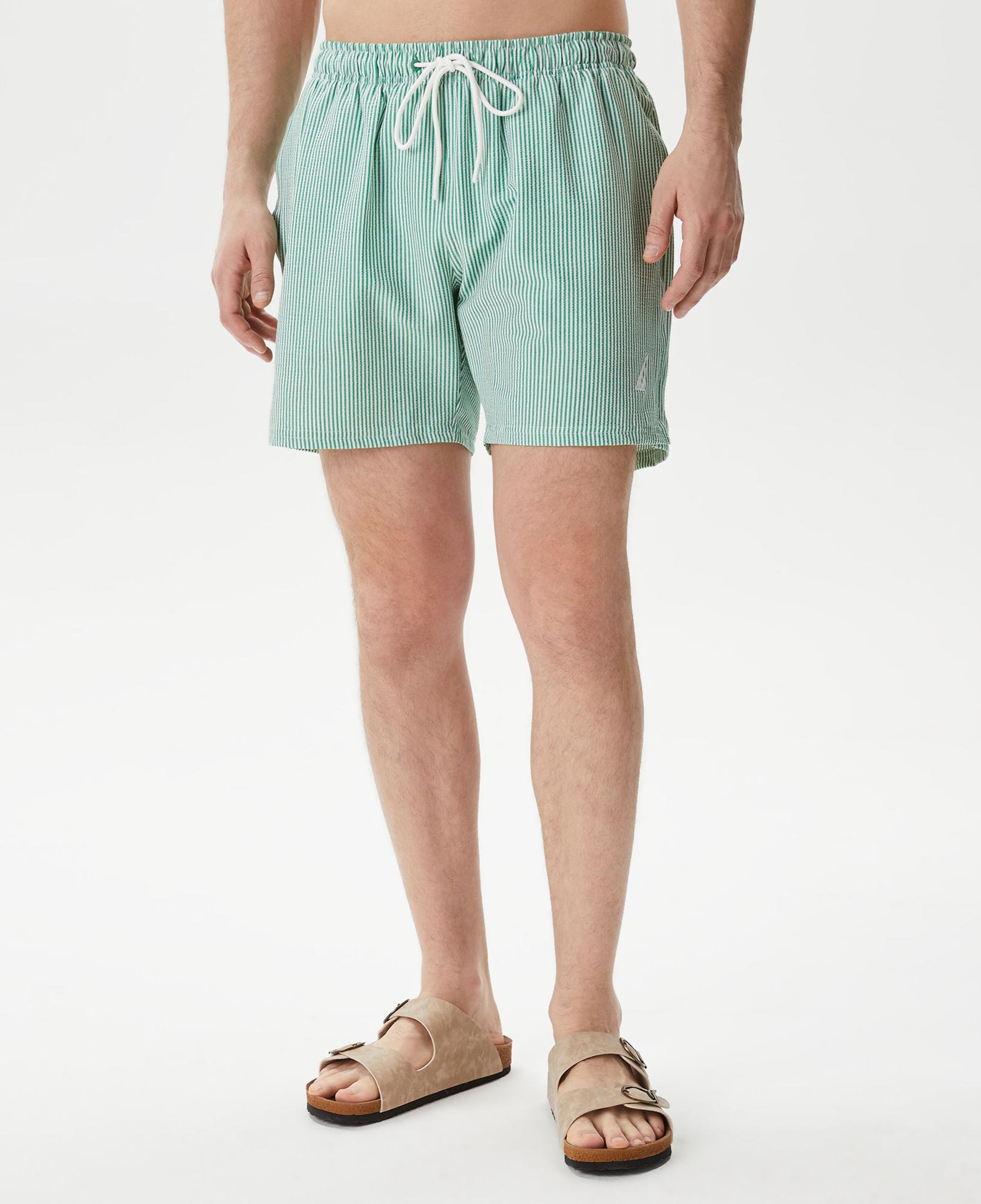 Nautica Erkek Yeşil Regular Fit Çizgili Deniz Şortu
