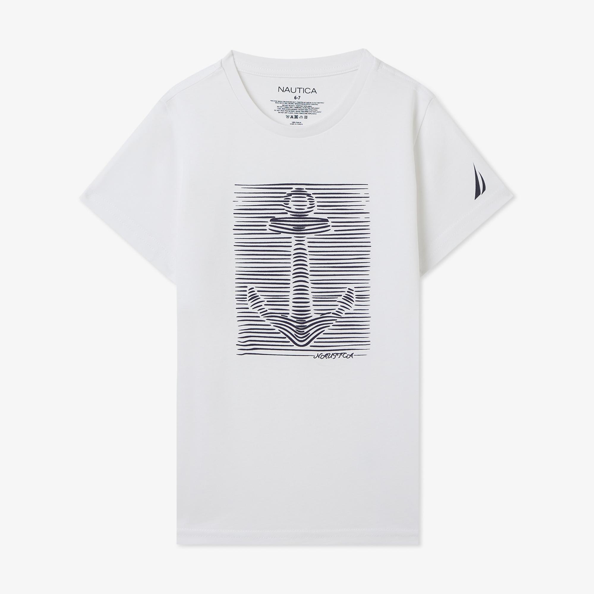 Nautica Erkek Çocuk Beyaz Regular Fit Baskılı T-Shirt