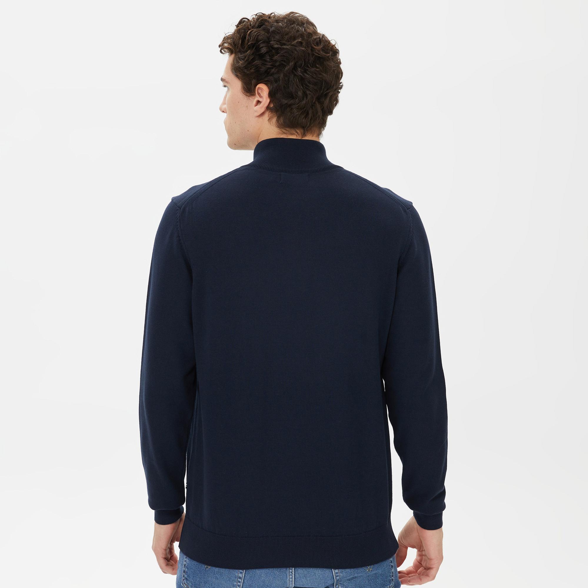 Nautica Erkek Lacivert Standart Fit Dik Yakalı Kazak