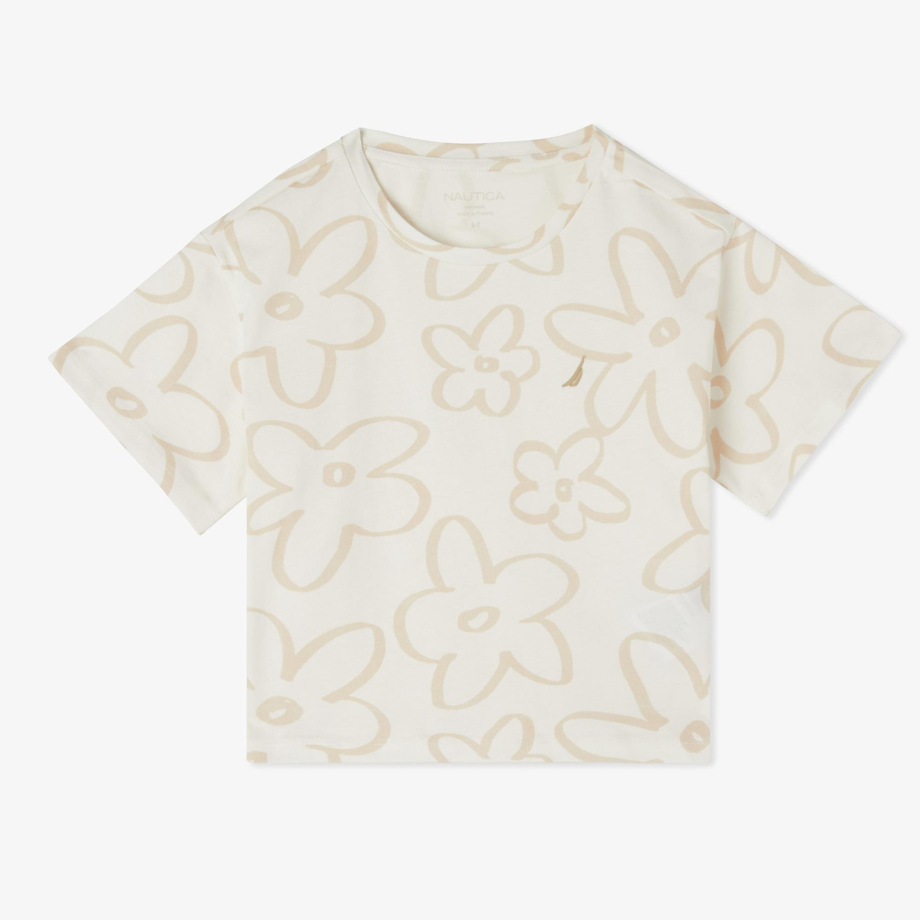 Nautica Kız Çocuk Beyaz Regular Fit Baskılı T-Shirt