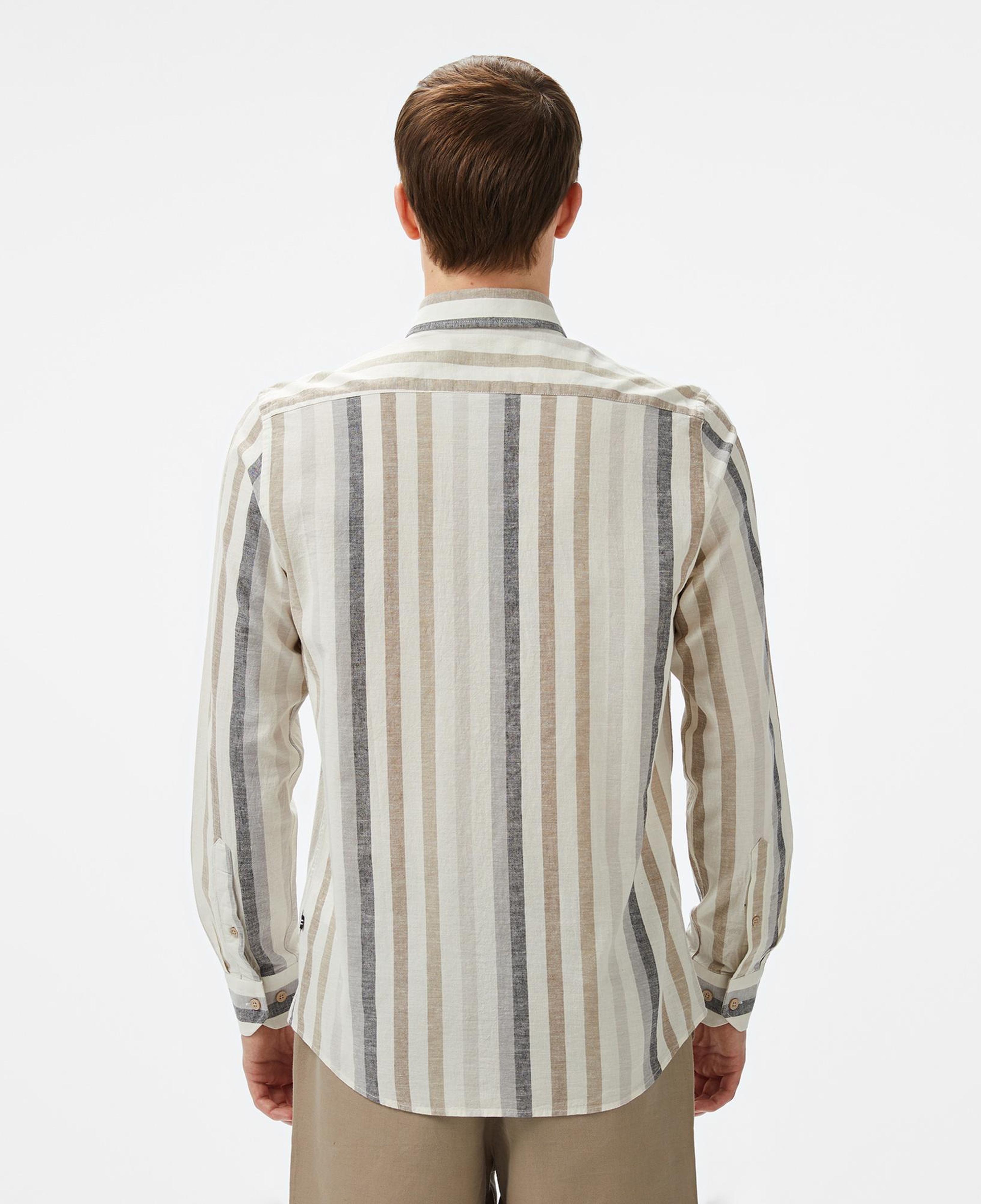 Nautica Erkek Kahverengi Classic Fit Çizgili Gömlek