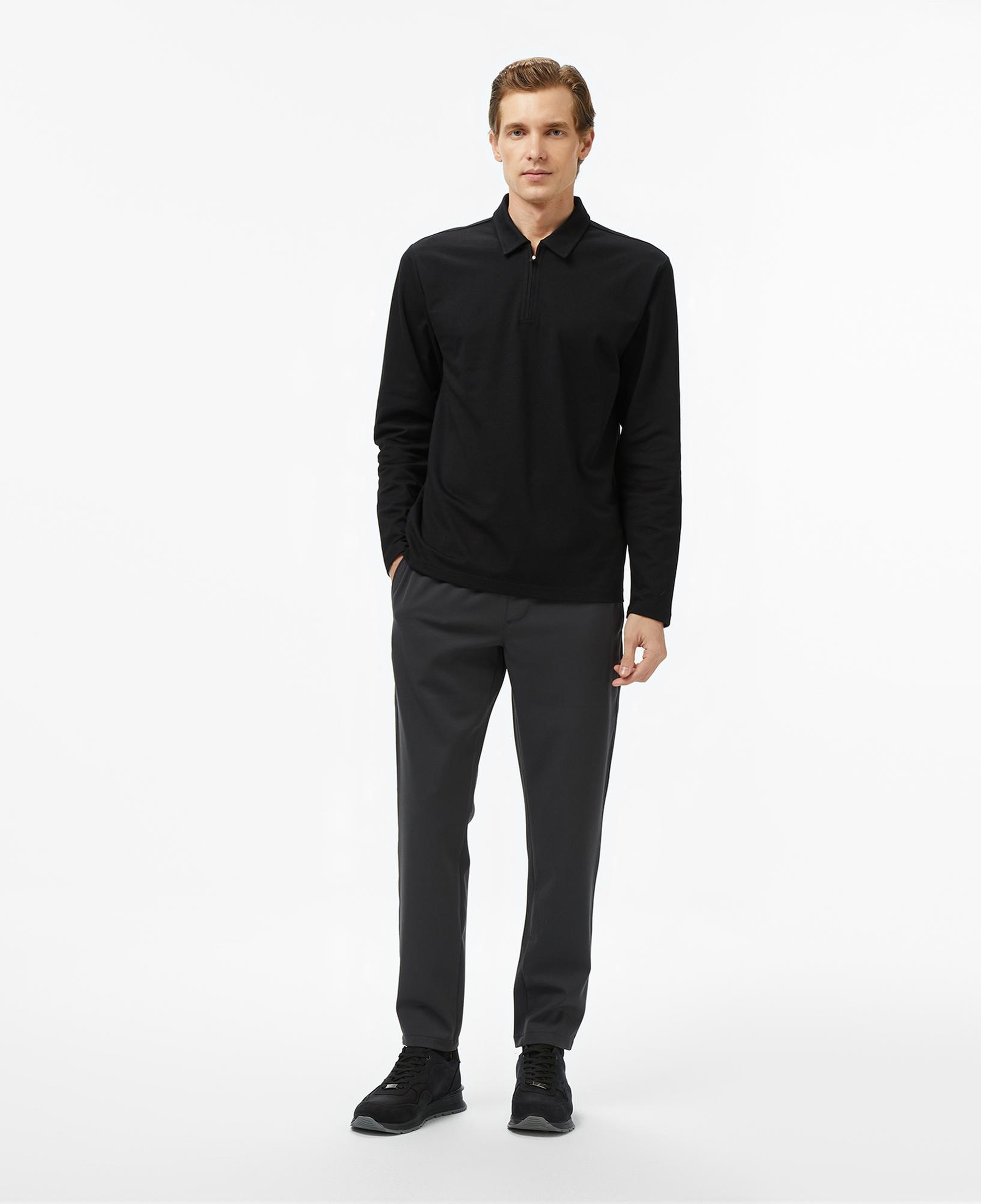 Nautica Erkek Siyah Classic Fit Uzun Kollu Polo Yaka T-Shirt