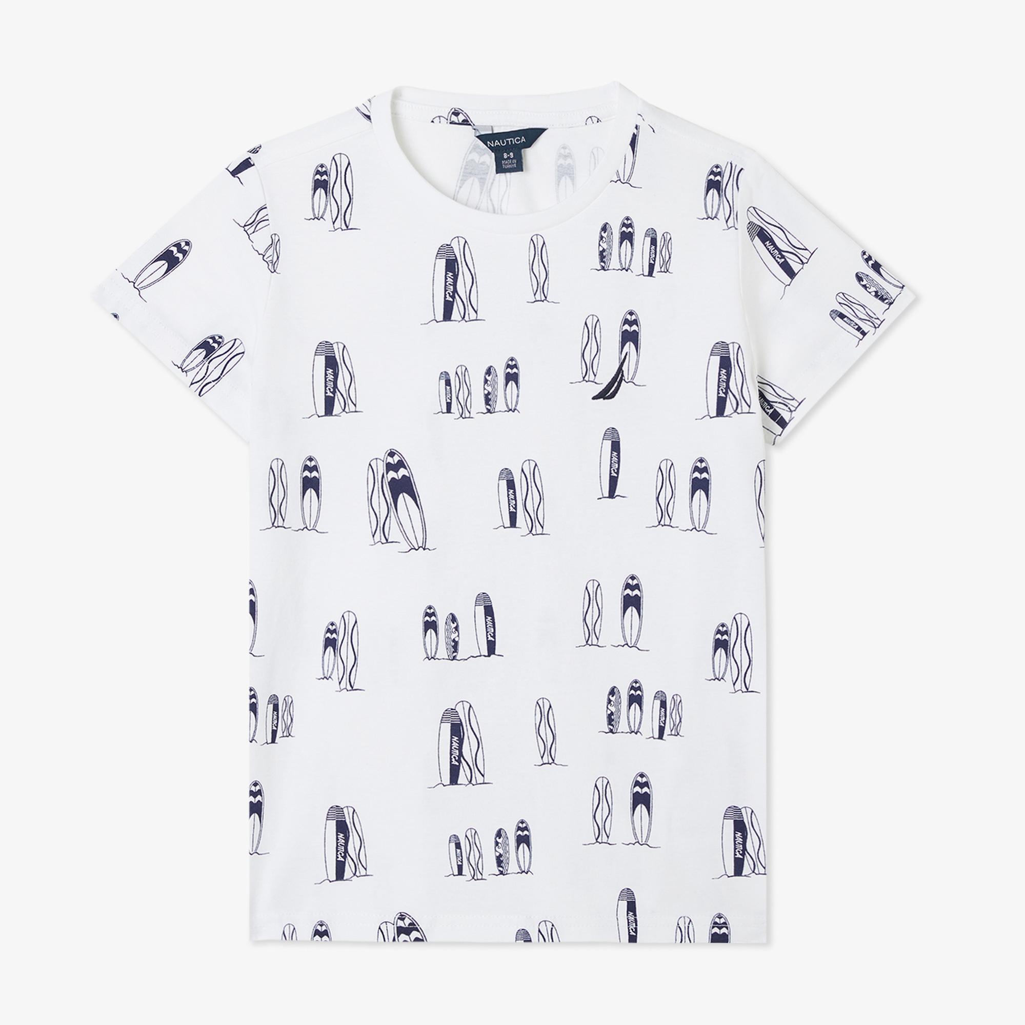 Nautica Erkek Çocuk Beyaz Regular Fit Baskılı T-Shirt