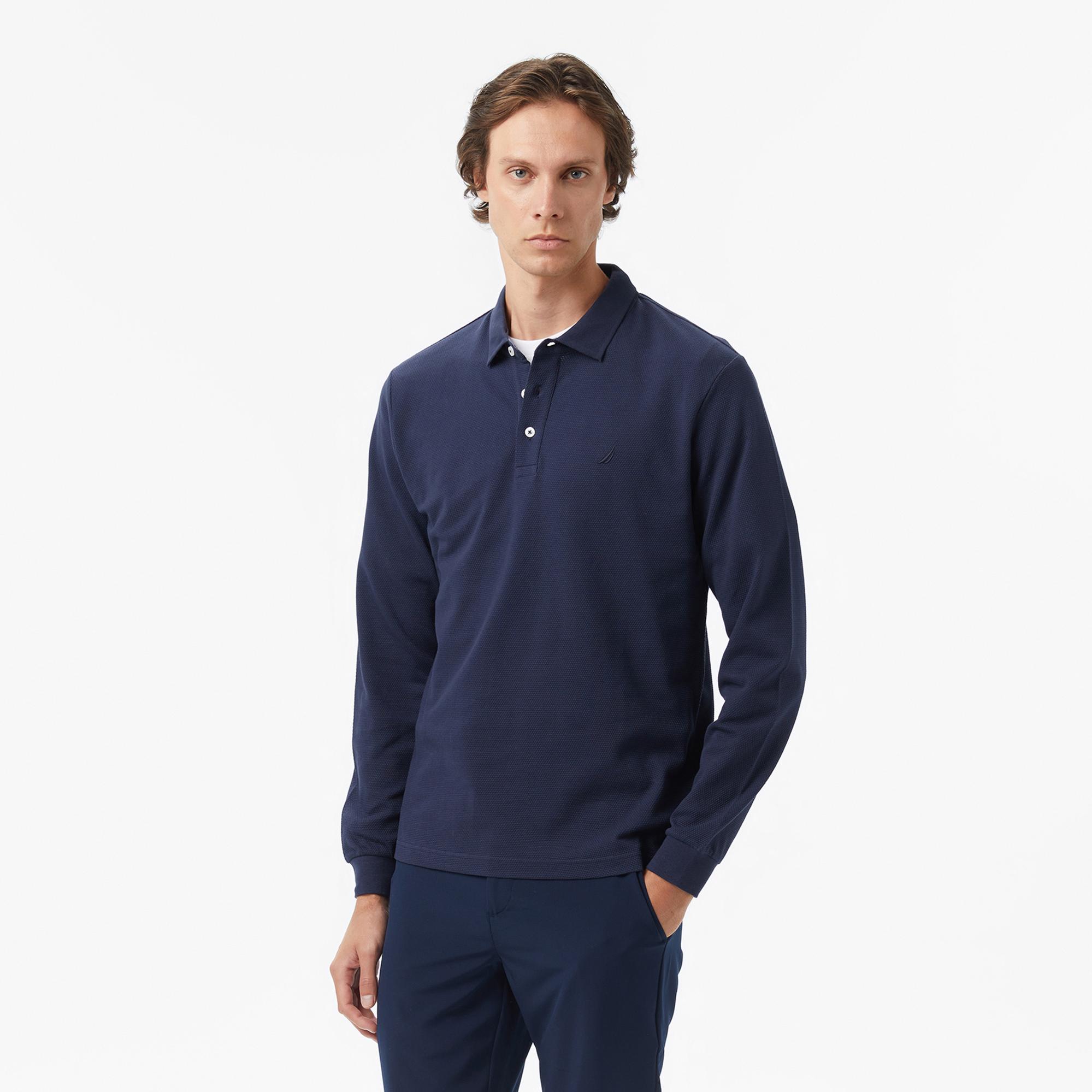 Nautica Erkek Lacivert Classic Fit Uzun Kollu Polo Yaka T-Shirt