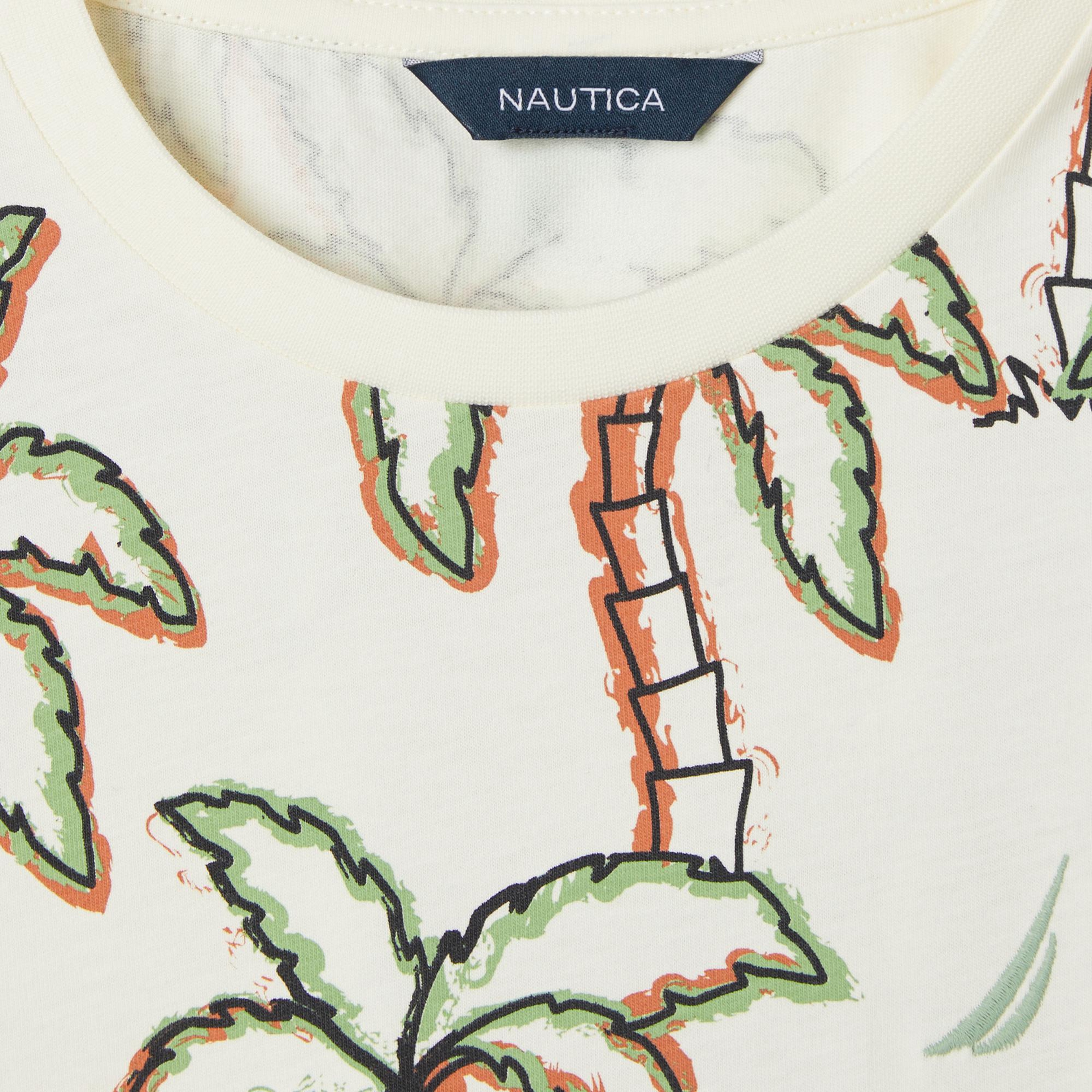 Nautica Erkek Çocuk Krem Rengi Regular Fit Baskılı T-Shirt