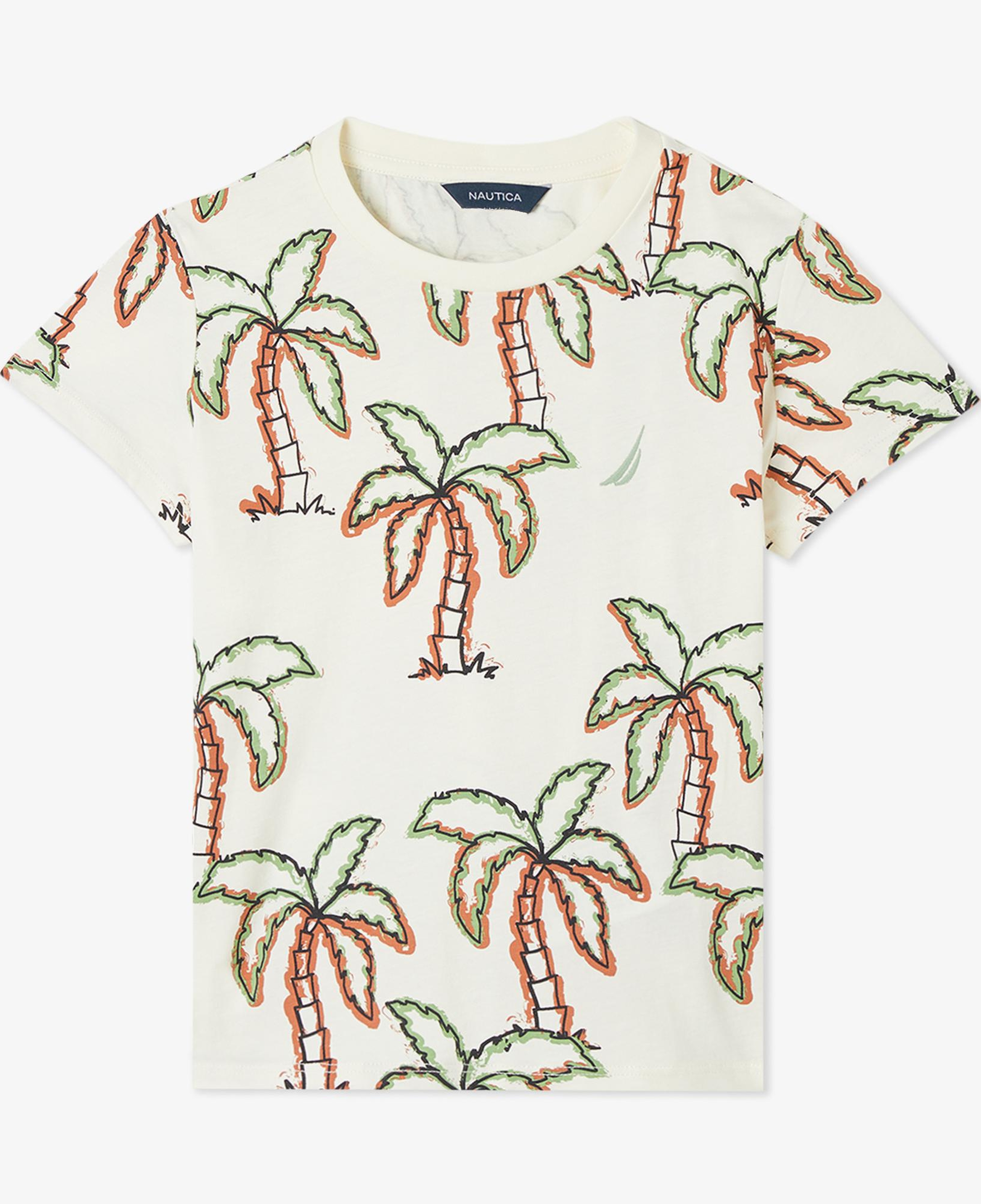 Nautica Erkek Çocuk Krem Rengi Regular Fit Baskılı T-Shirt