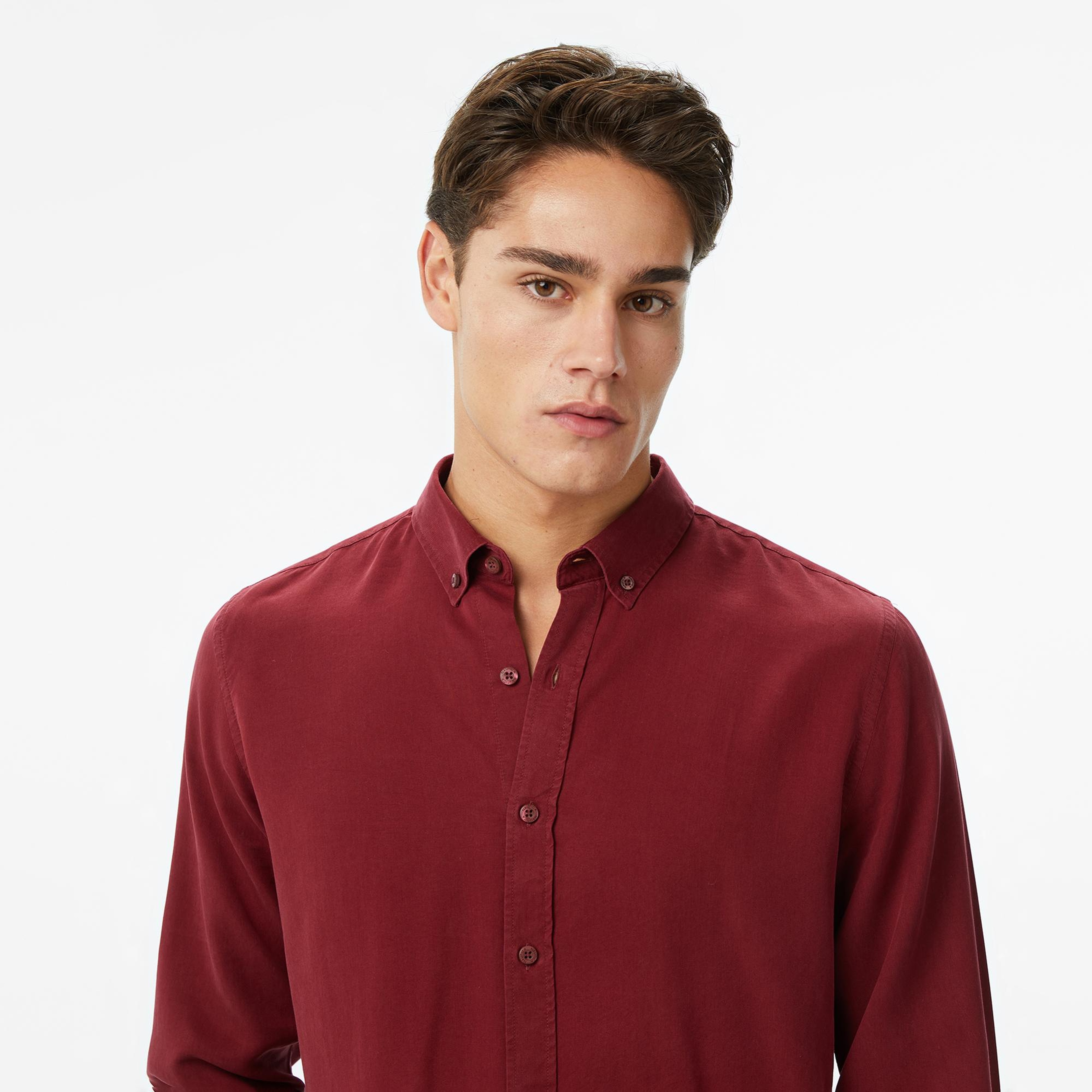 Nautica Erkek Bordo Classic Fit Gömlek