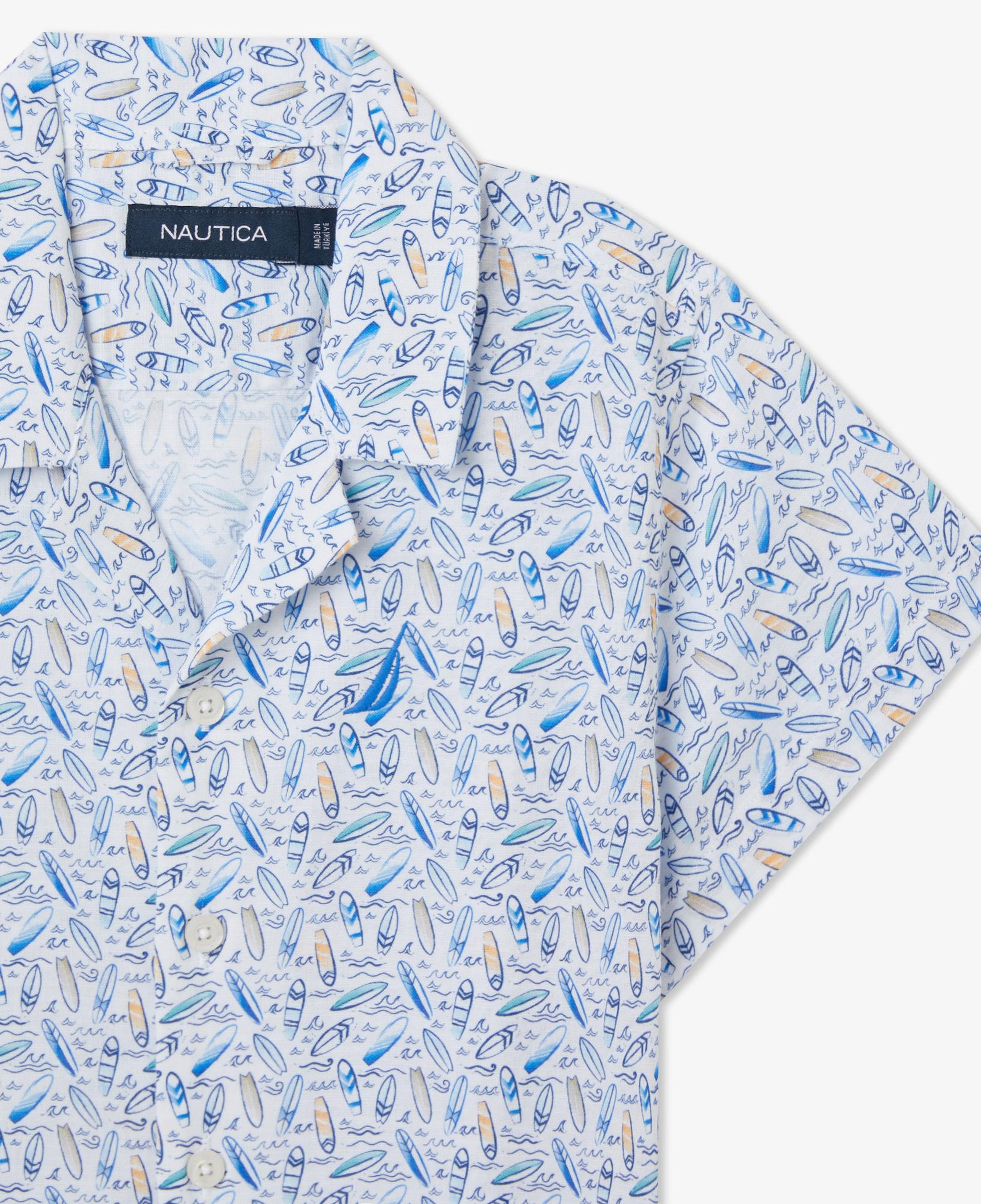 Nautica Erkek Çocuk Mavi Classic Fit Baskılı Gömlek