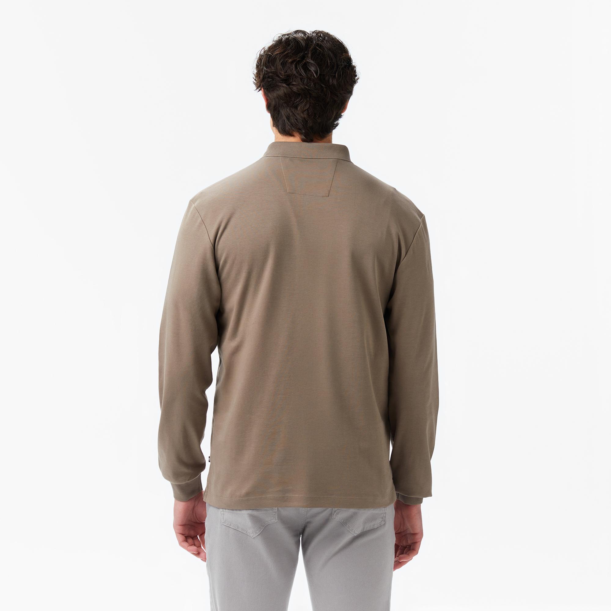 Nautica Erkek Kahverengi Classic Fit Uzun Kollu Polo Yaka T-Shirt