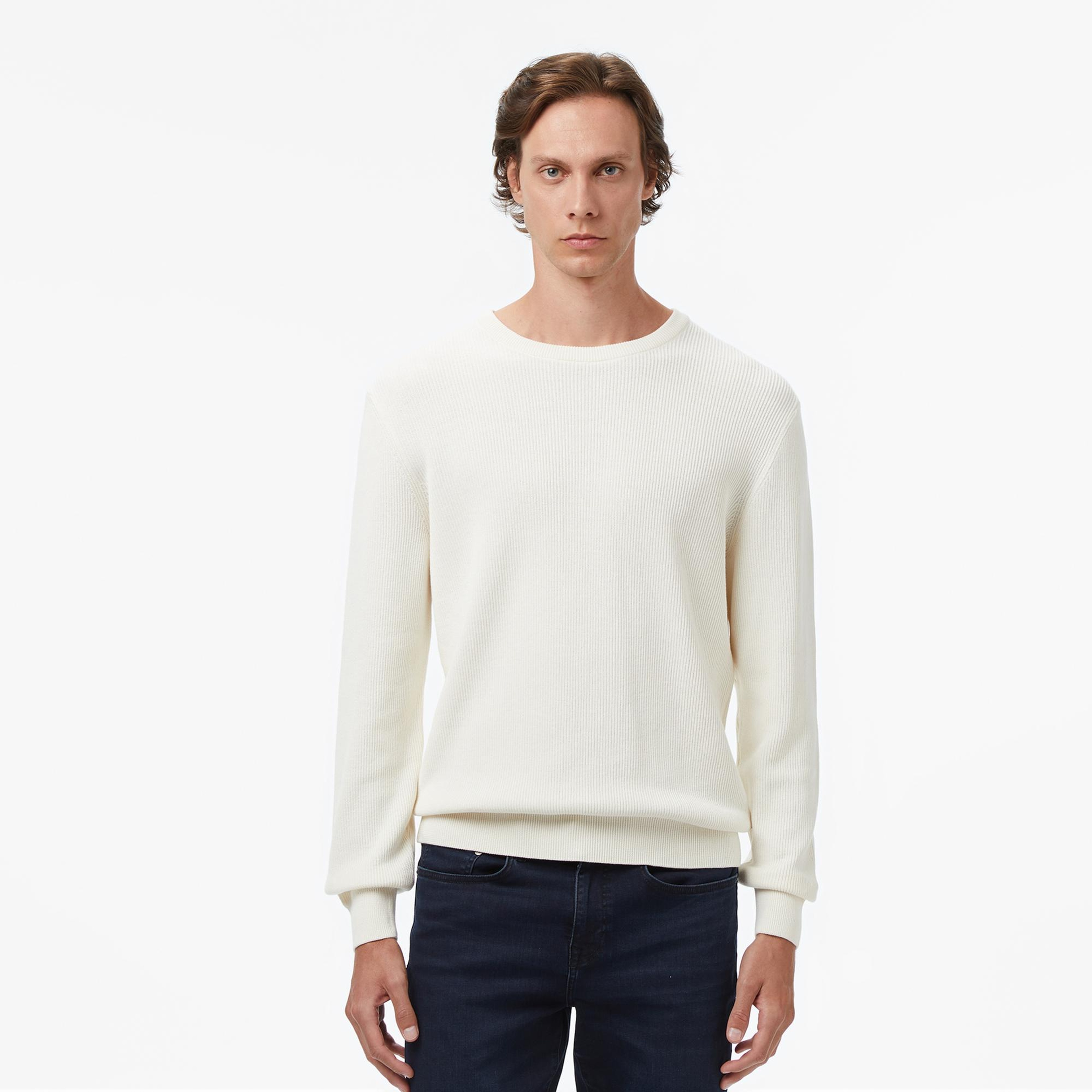 Nautica Erkek Krem Rengi Classic Fit Kazak