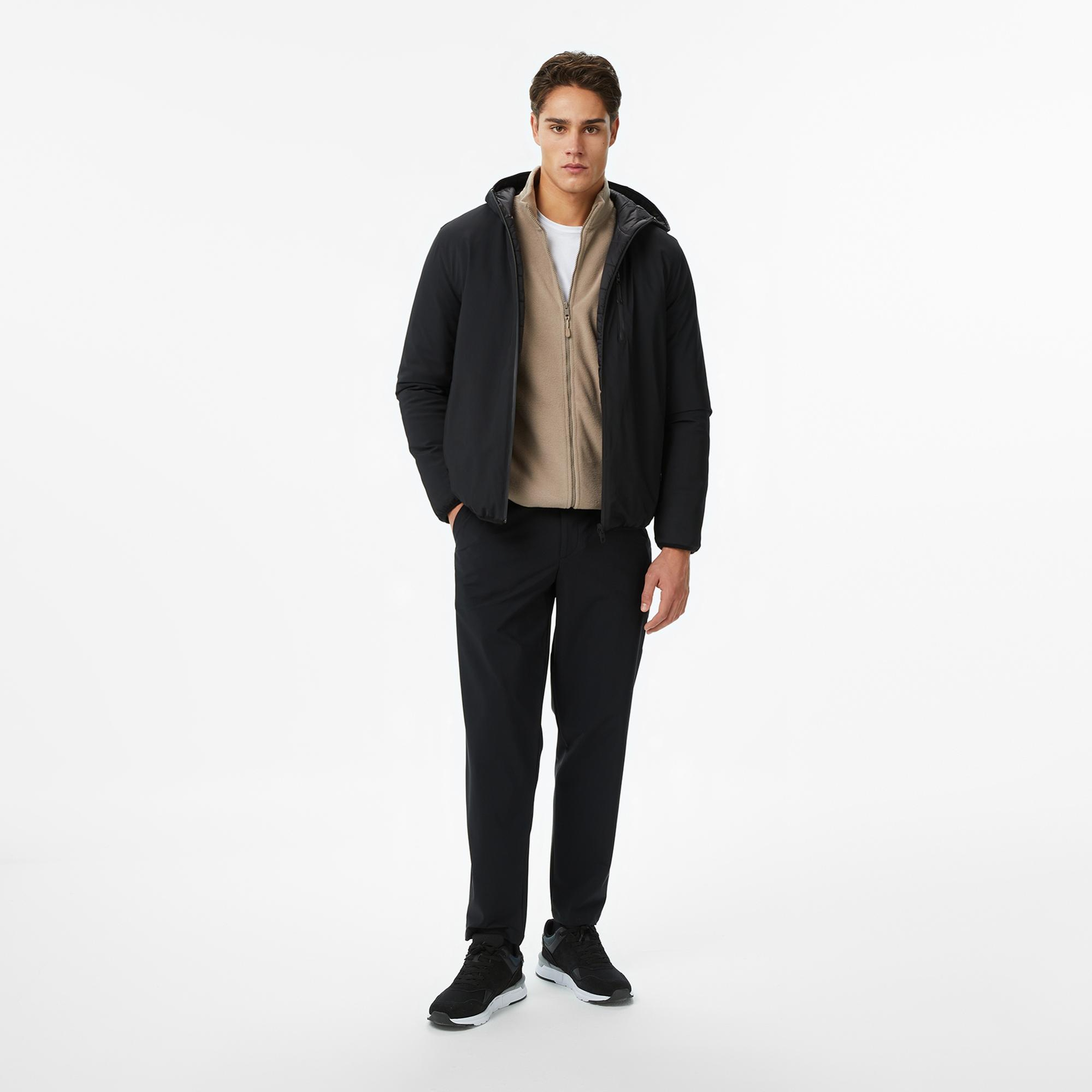 Nautica Erkek Siyah Regular Fit Çift Taraflı Mont