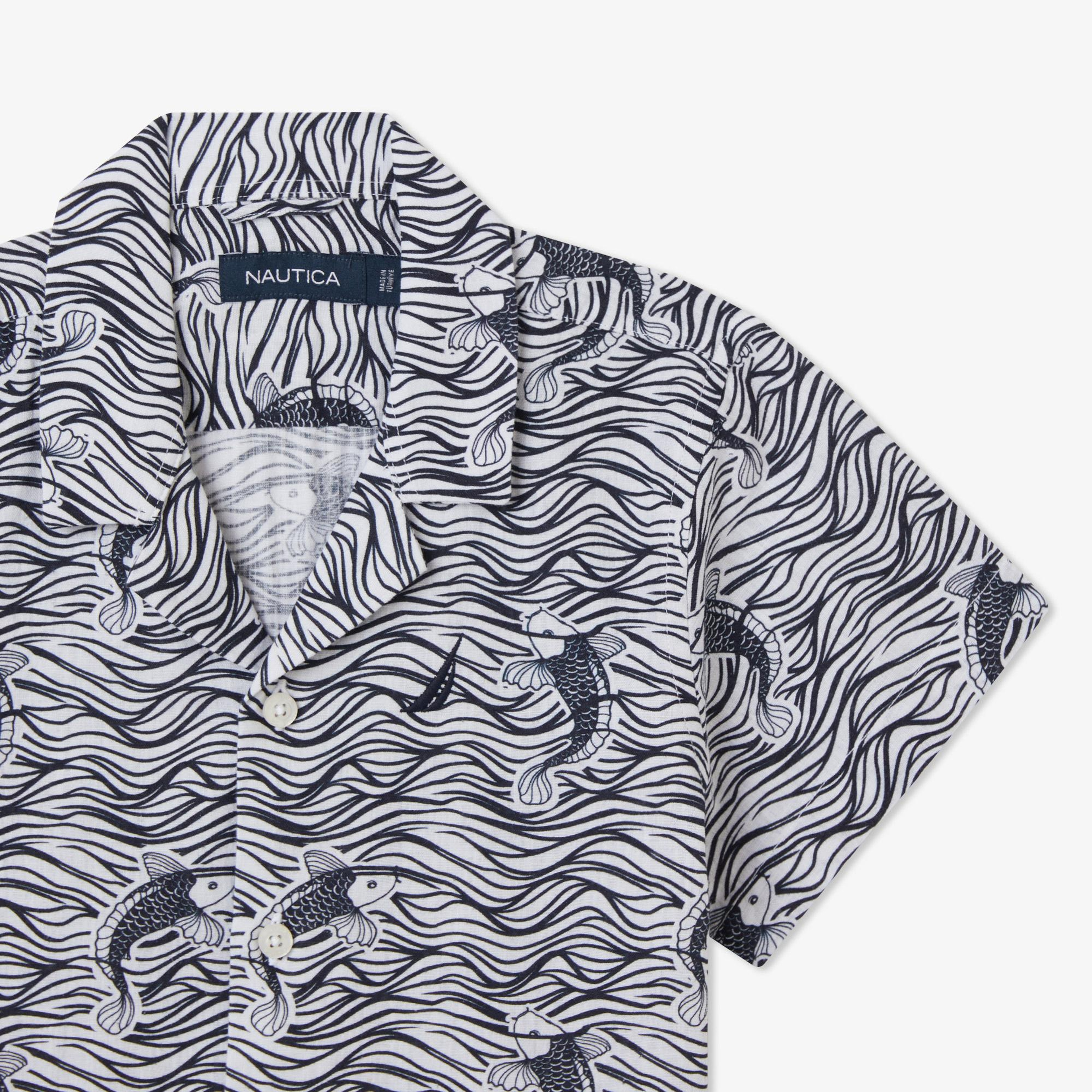 Nautica Erkek Çocuk Siyah Classic Fit Desenli Gömlek