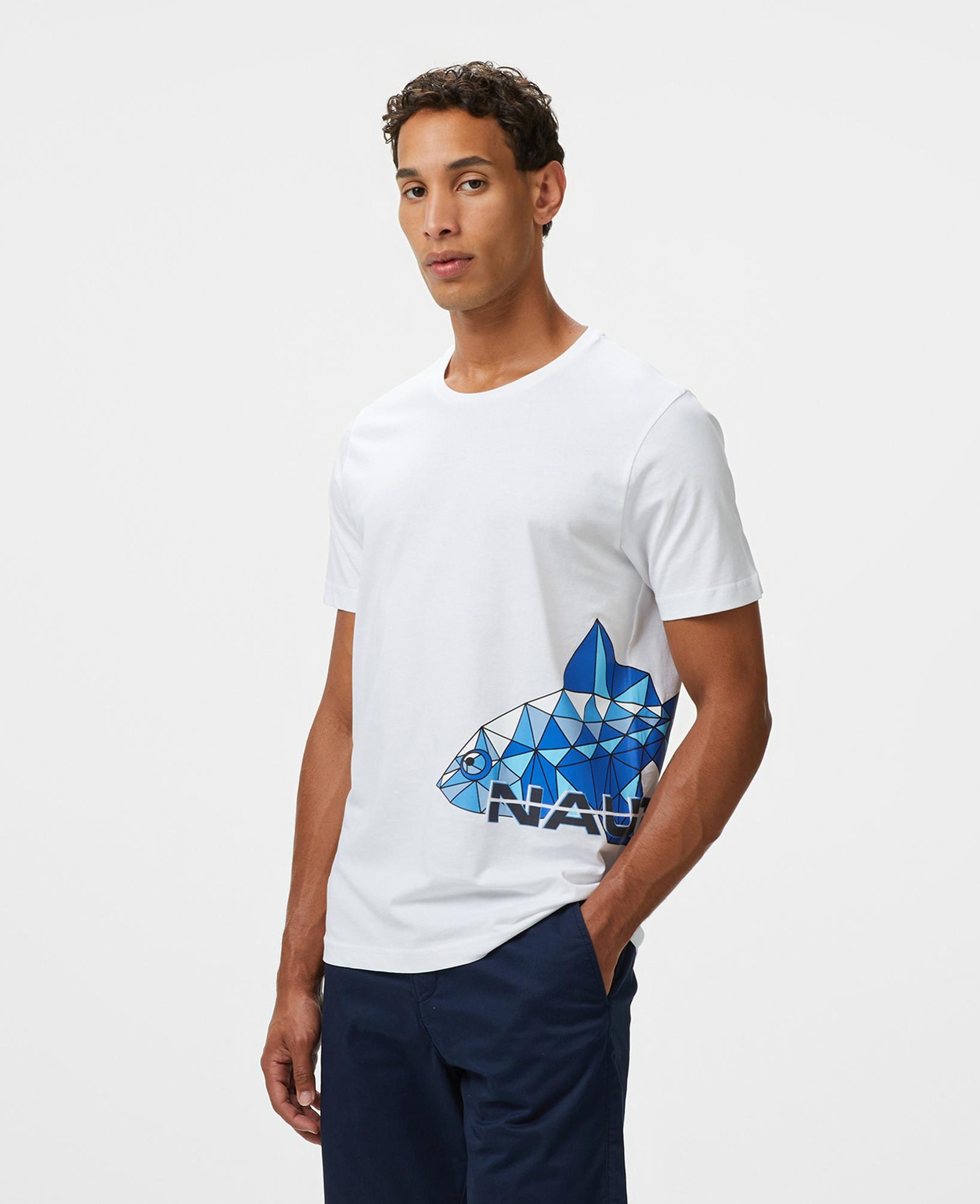 Nautica Erkek Beyaz Regular Fit Baskılı T-Shirt
