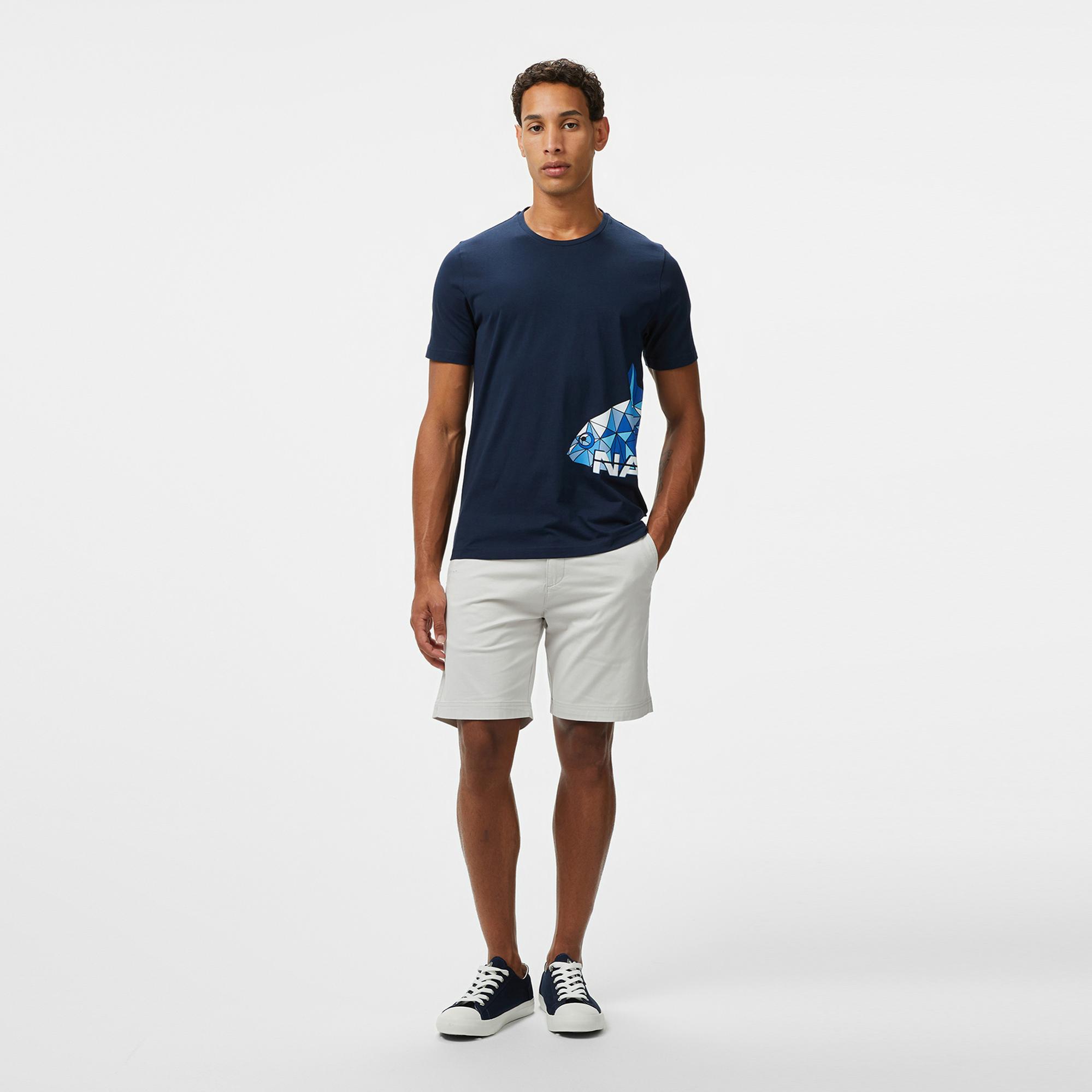 Nautica Erkek Lacivert Regular Fit Baskılı T-Shirt