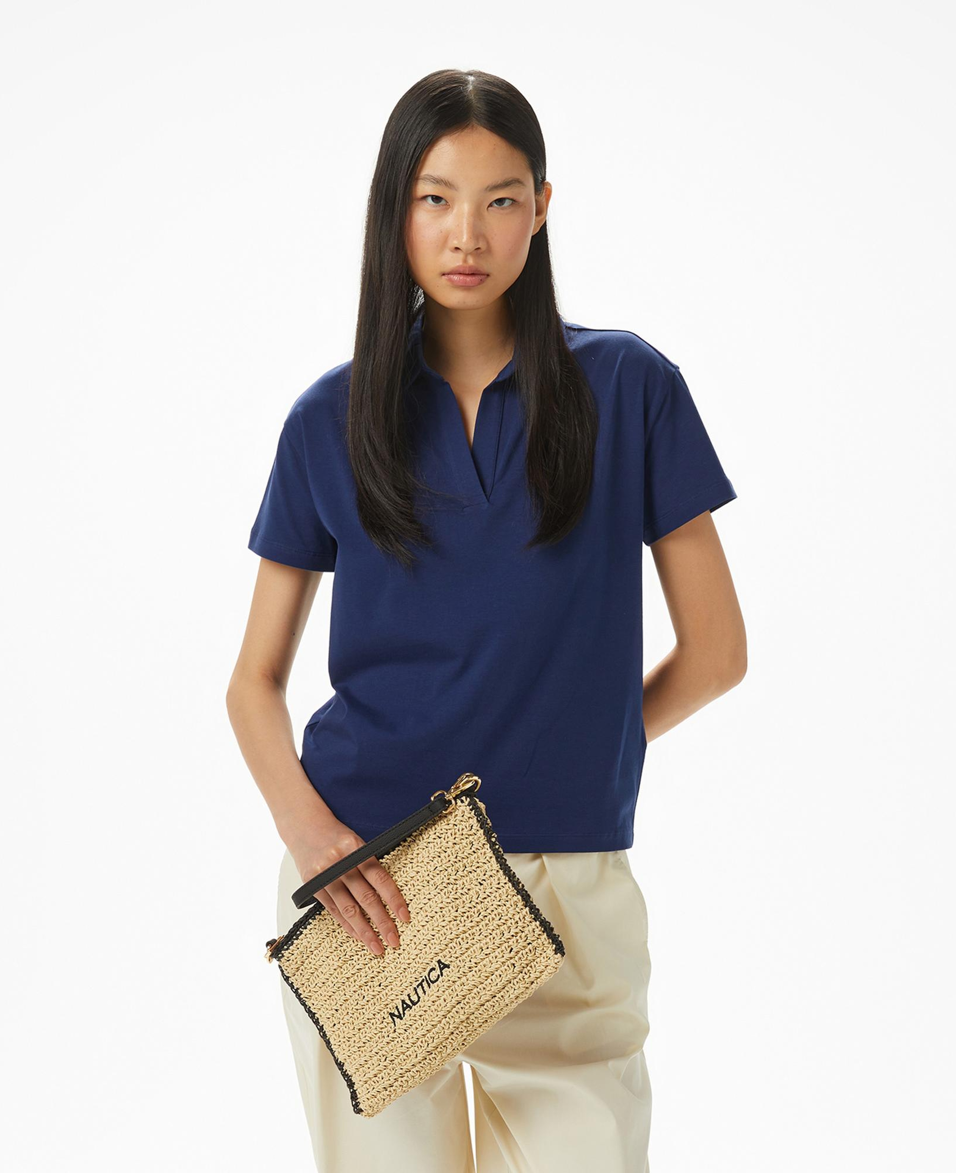 Nautica Kadın Lacivert Regular Fit Polo Yaka T-Shirt