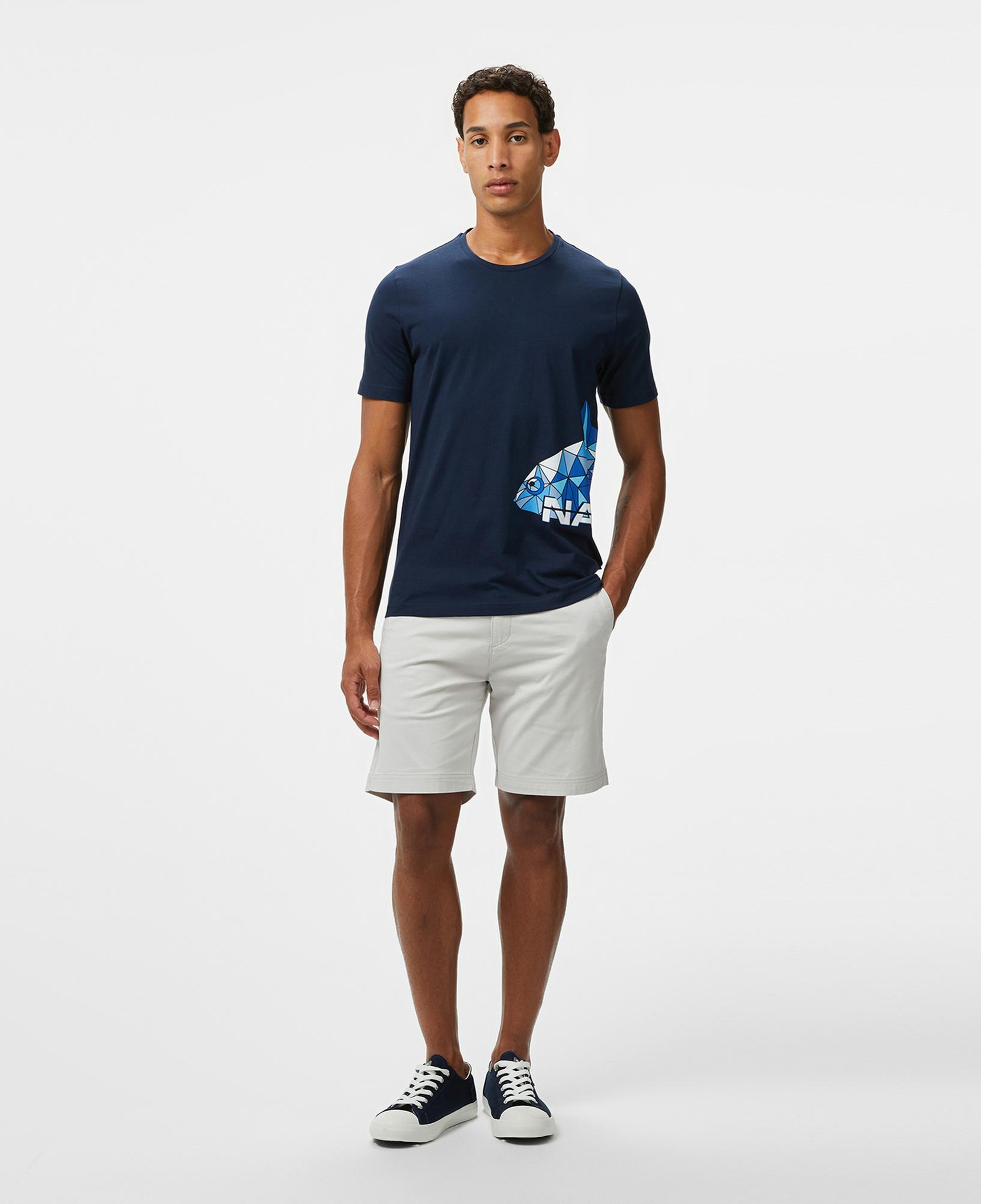 Nautica Erkek Lacivert Regular Fit Baskılı T-Shirt