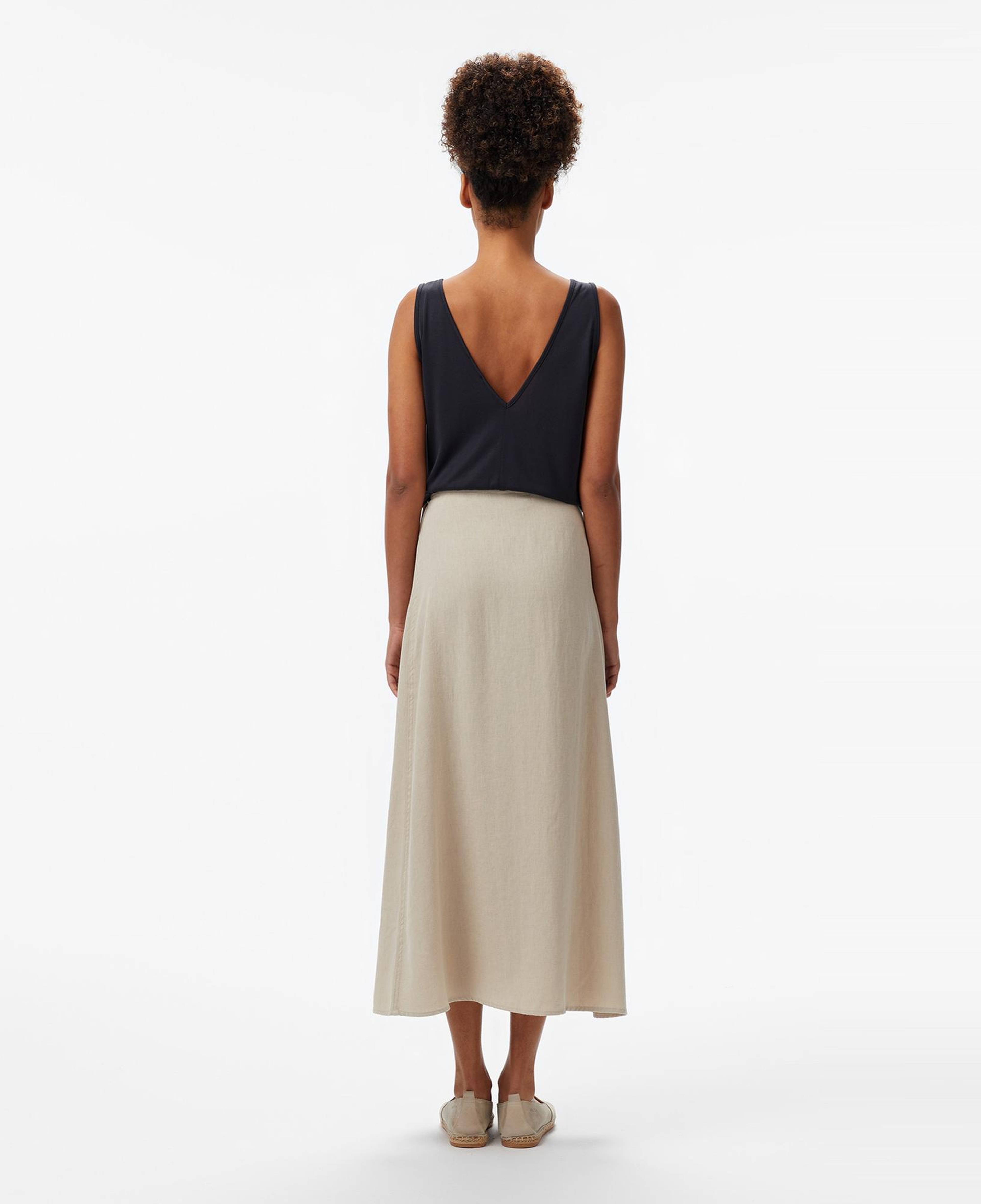 Nautica Kadın Bej Regular Fit Keten Karışımlı Etek