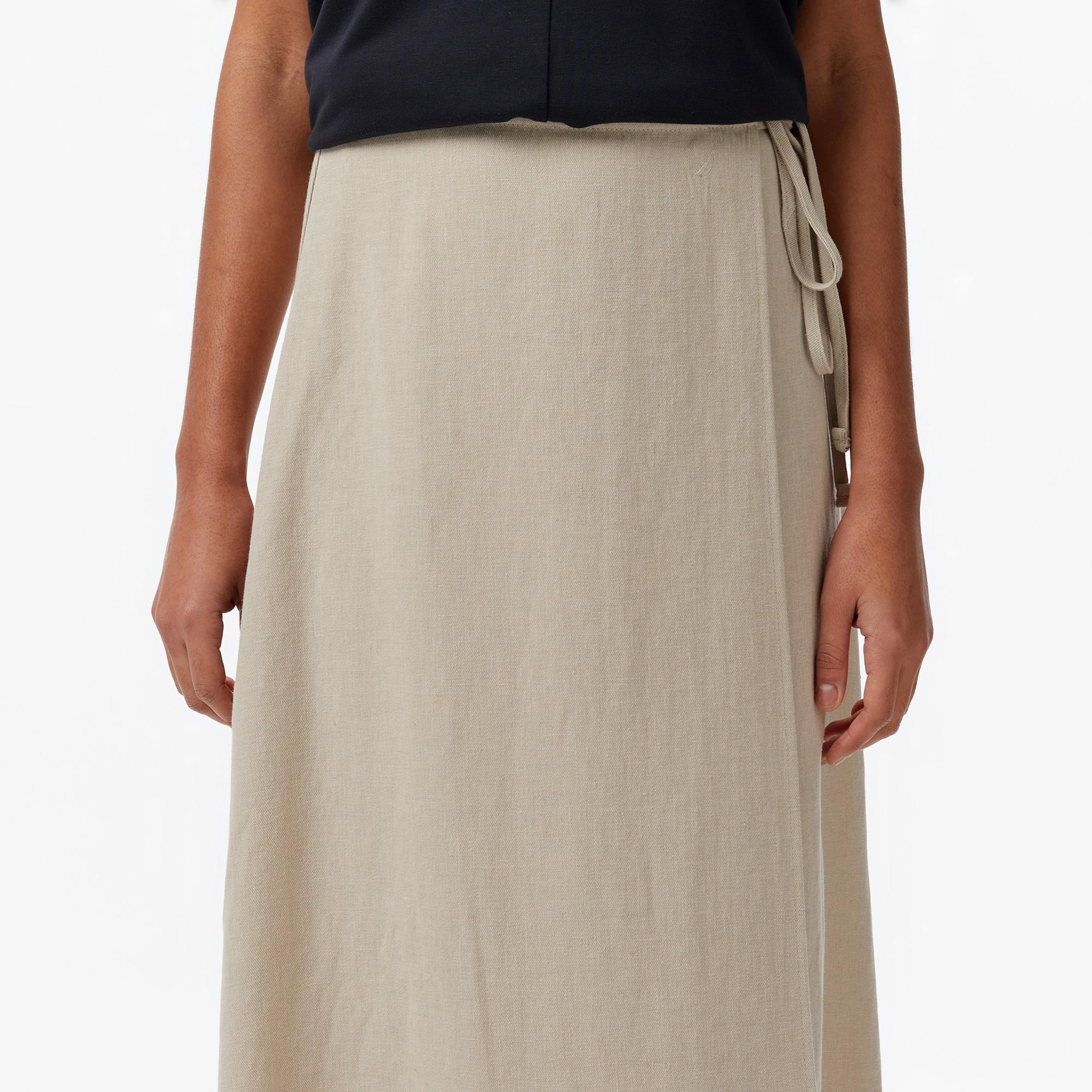 Nautica Kadın Bej Regular Fit Keten Karışımlı Etek