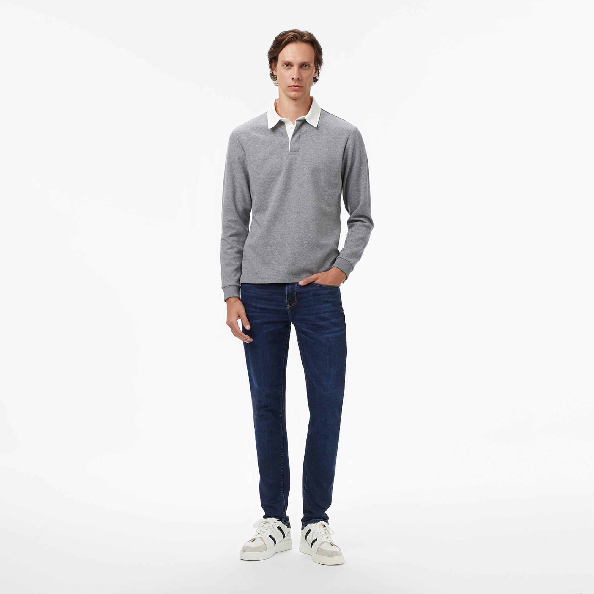 Nautica Erkek Gri Classic Fit Uzun Kollu Polo Yaka T-Shirt