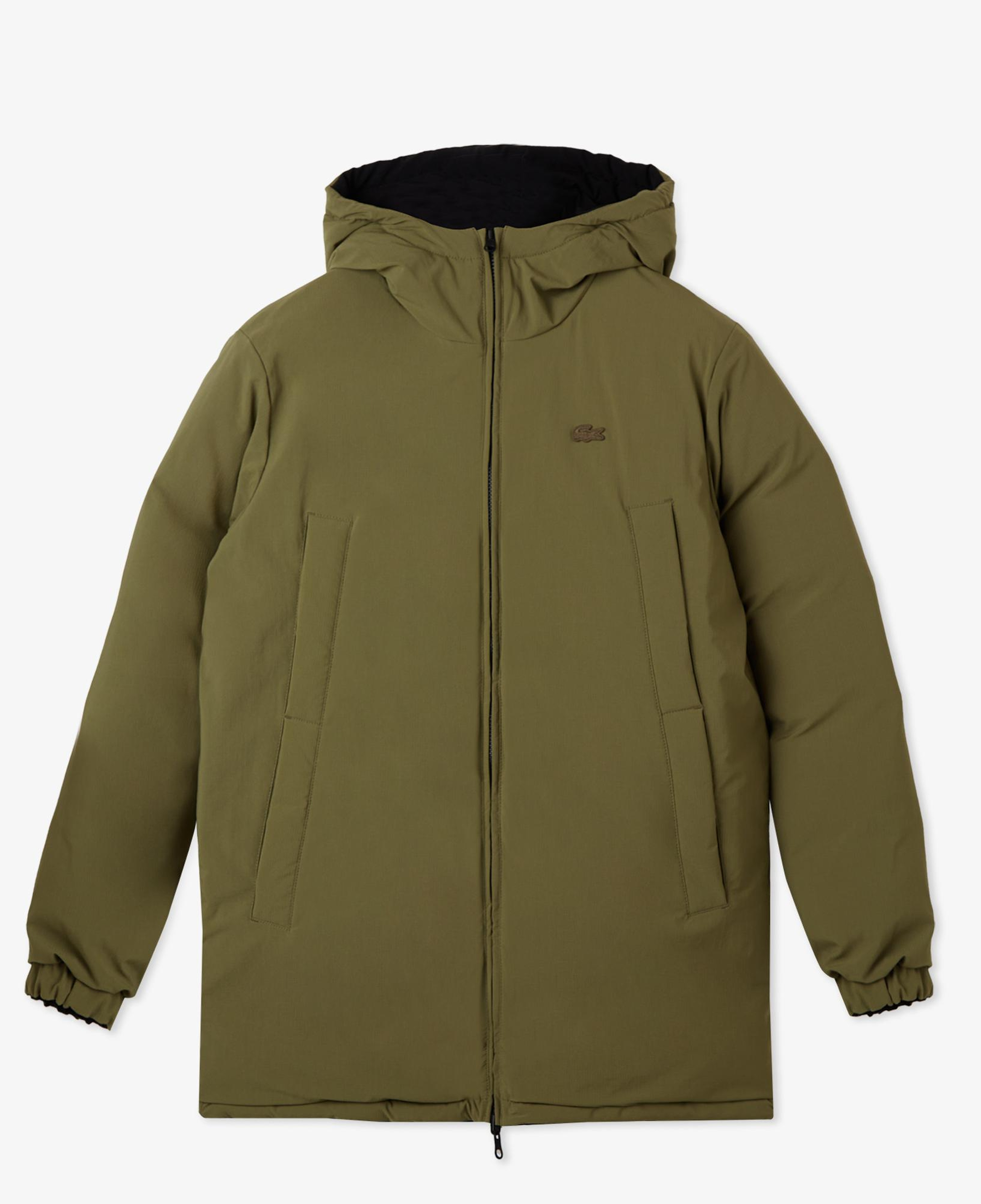 Lacoste Kadın Kapüşonlu Çift Taraflı Siyah Mont