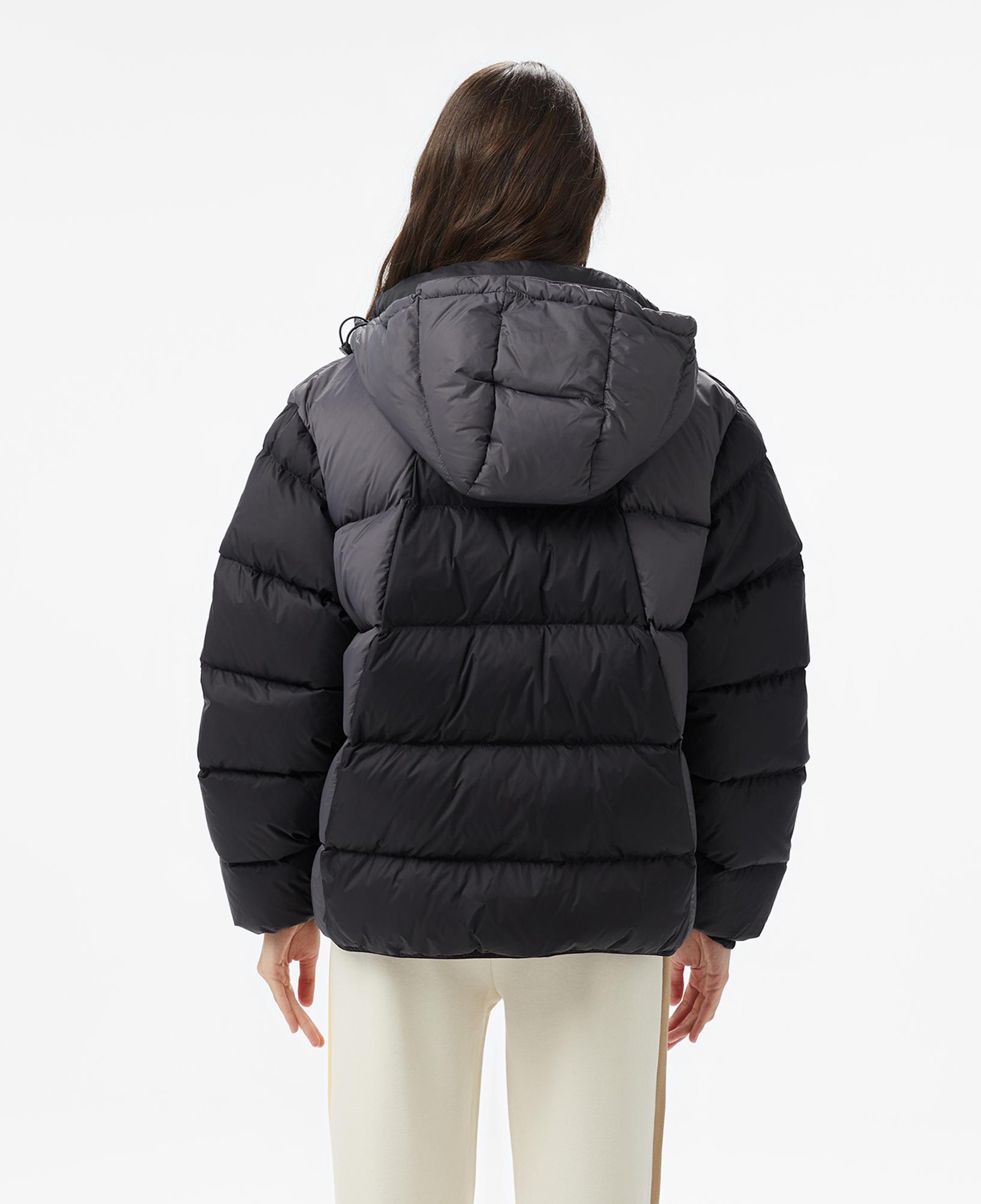 Lacoste Kadın Kapüşonlu Renk Bloklu Siyah Mont