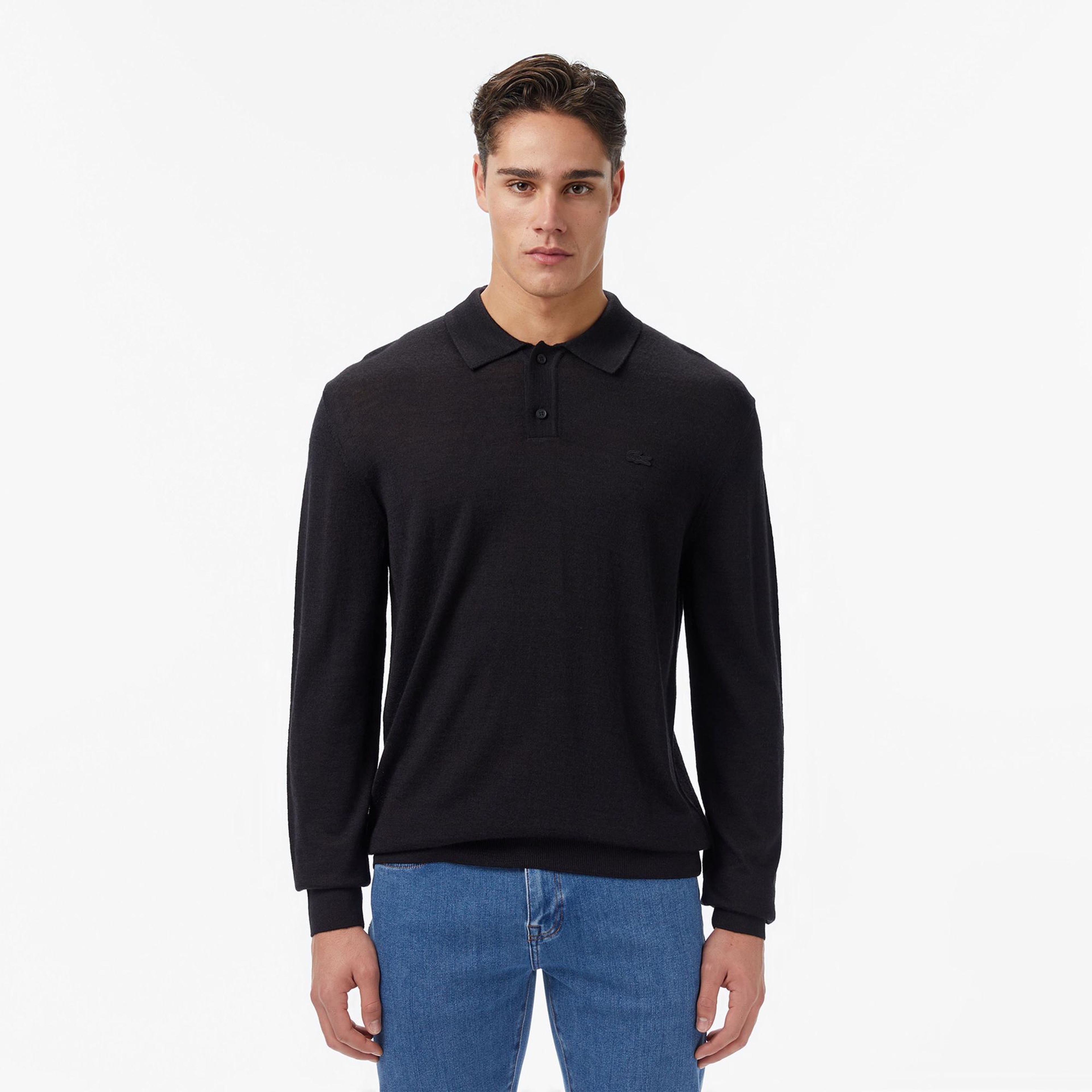 Lacoste Erkek Classic Fit Polo Yaka Siyah Kazak