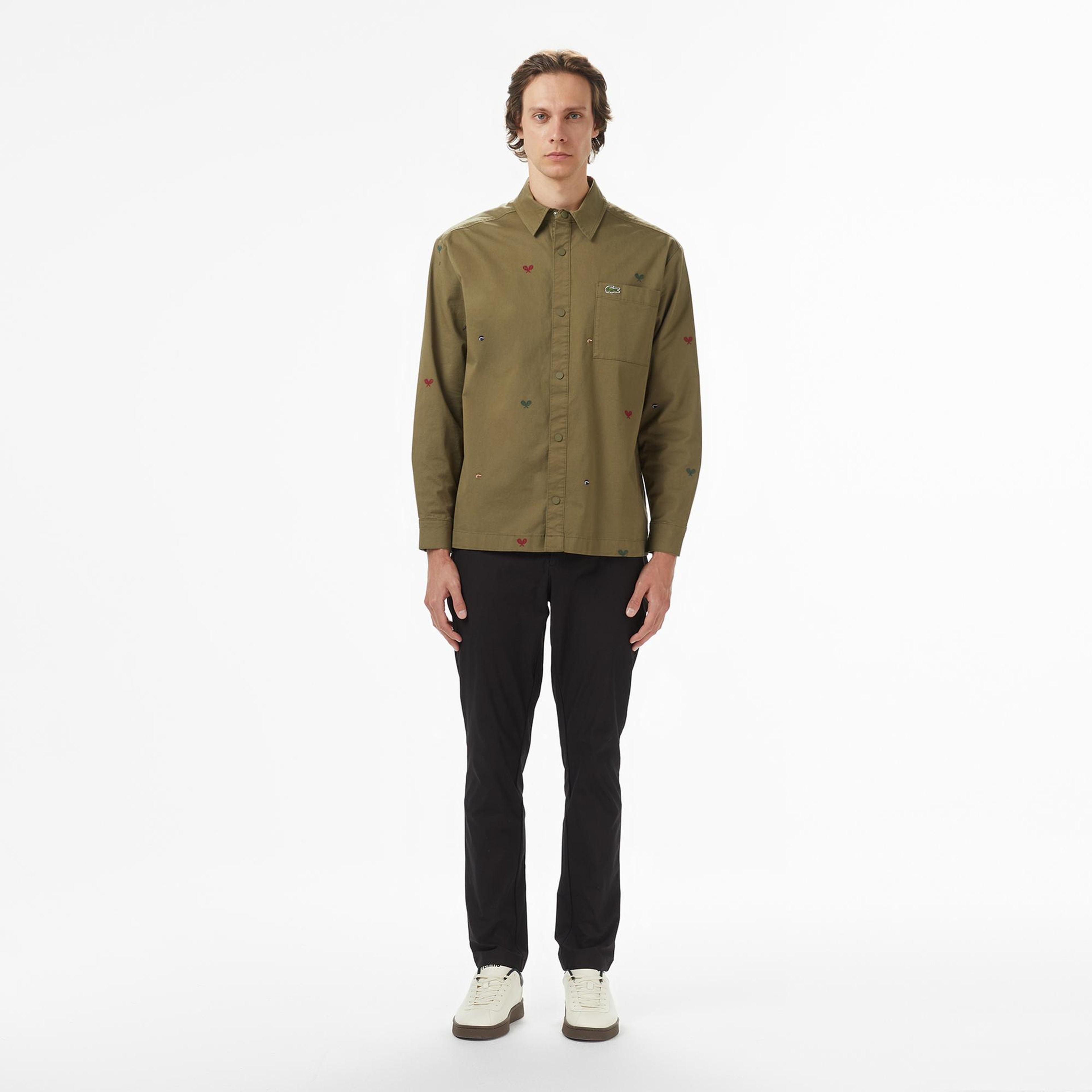 Lacoste Erkek Regular Fit Desenli Haki Gömlek