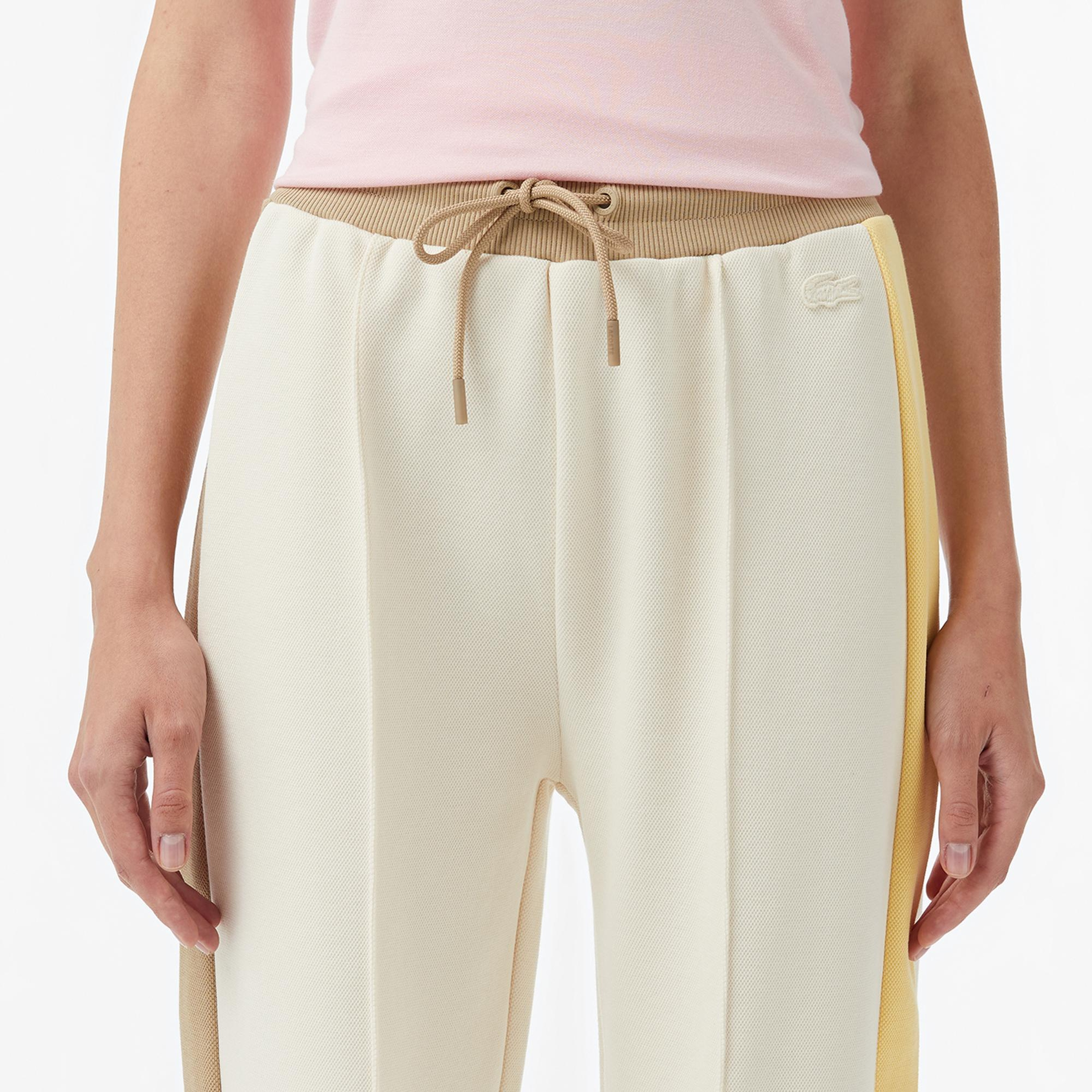 Lacoste Kadın Straight Fit Renk Bloklu Krem Eşofman Altı