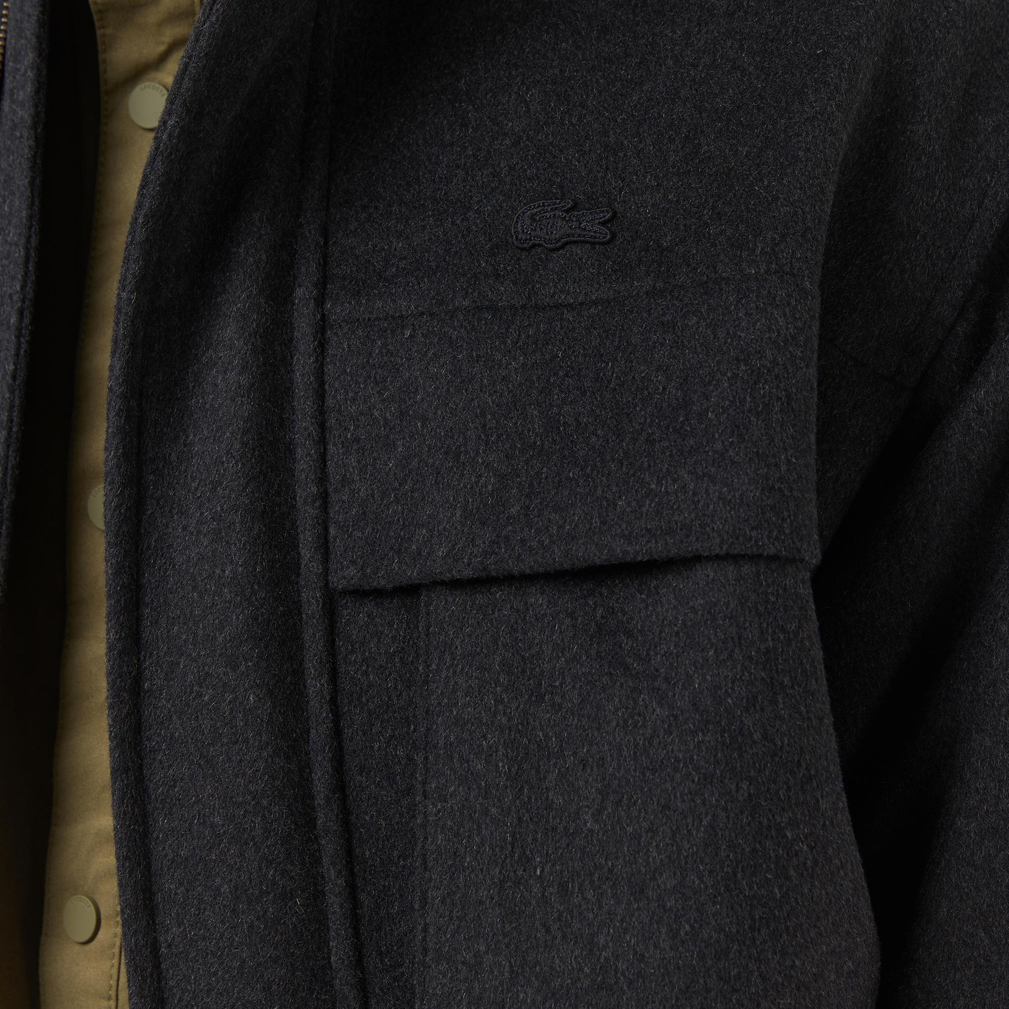 Lacoste Erkek Kapüşonlu Koyu Gri Mont