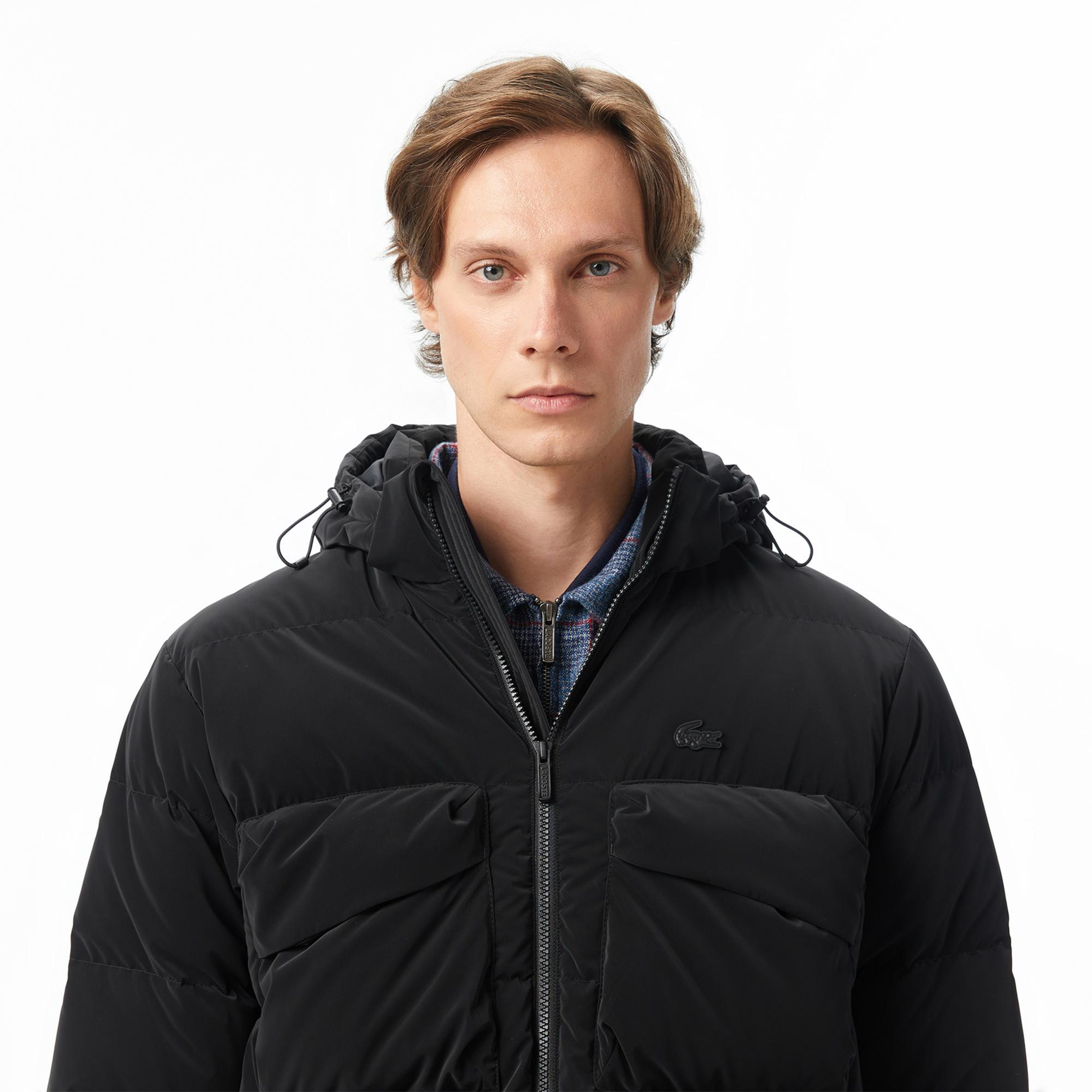 Lacoste Erkek Kapüşonlu Siyah Mont