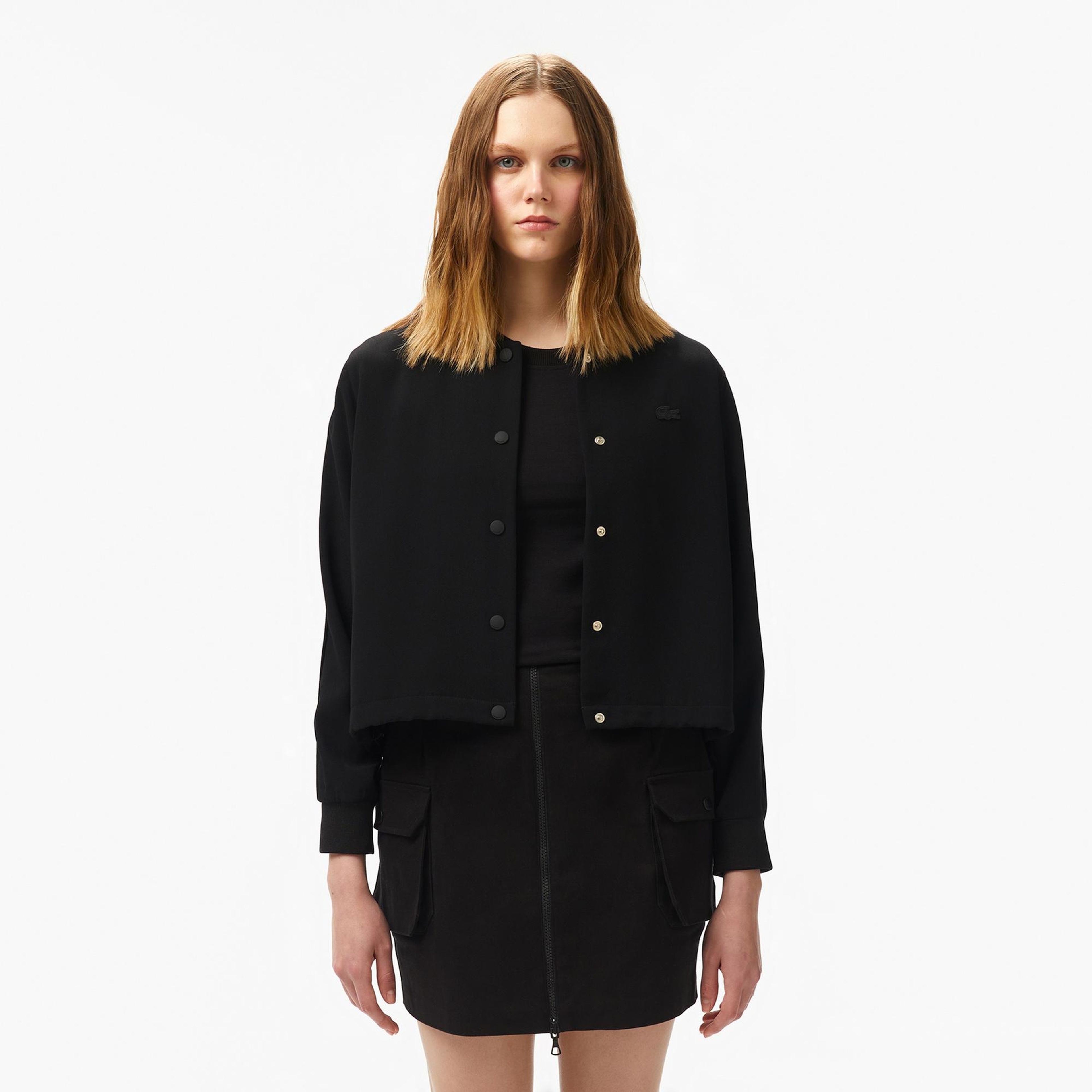 Lacoste Kadın Regular Fit Hakim Yaka Siyah Gömlek