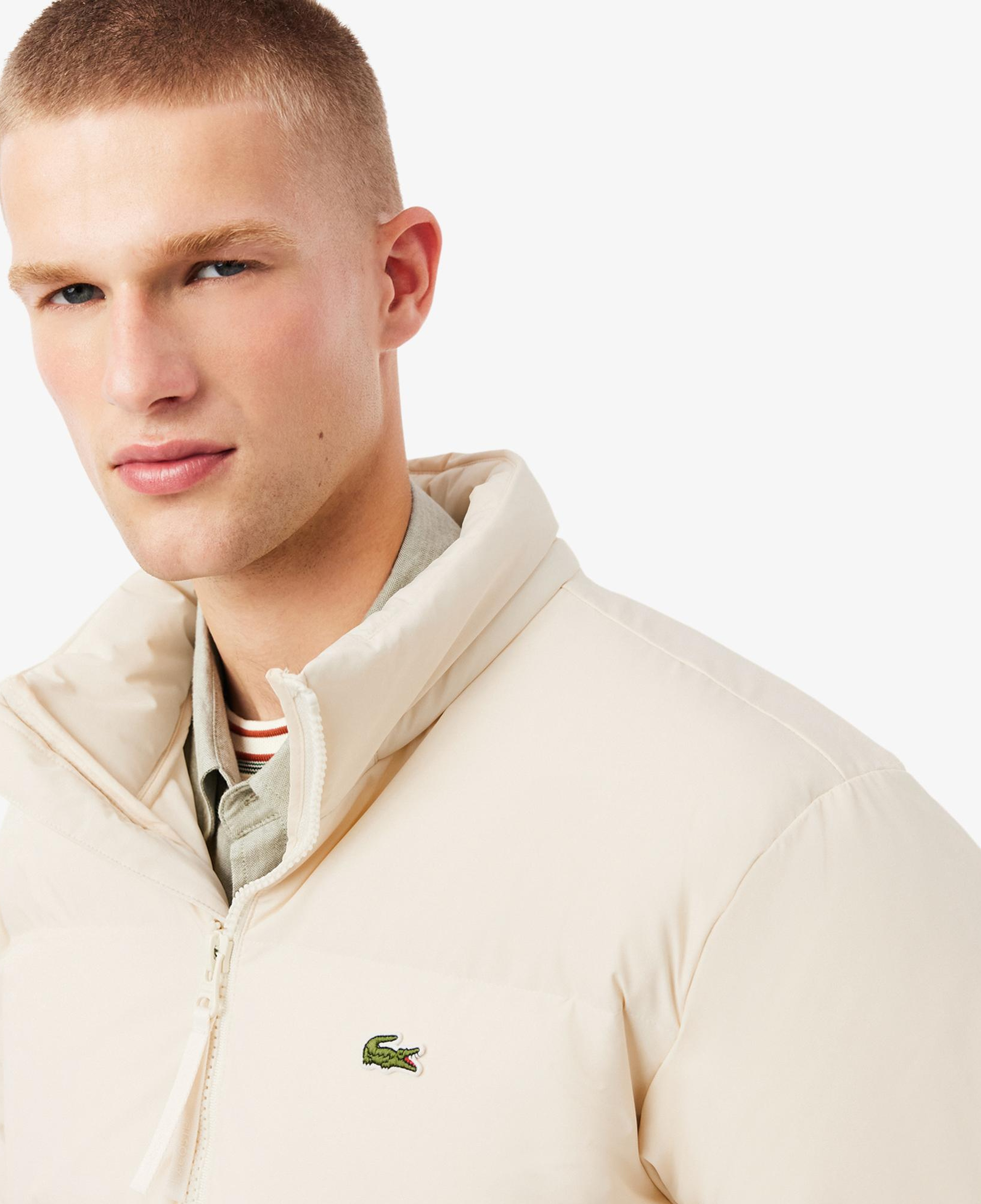 Lacoste Erkek Relaxed Fit Kapüşonlu Krem Mont