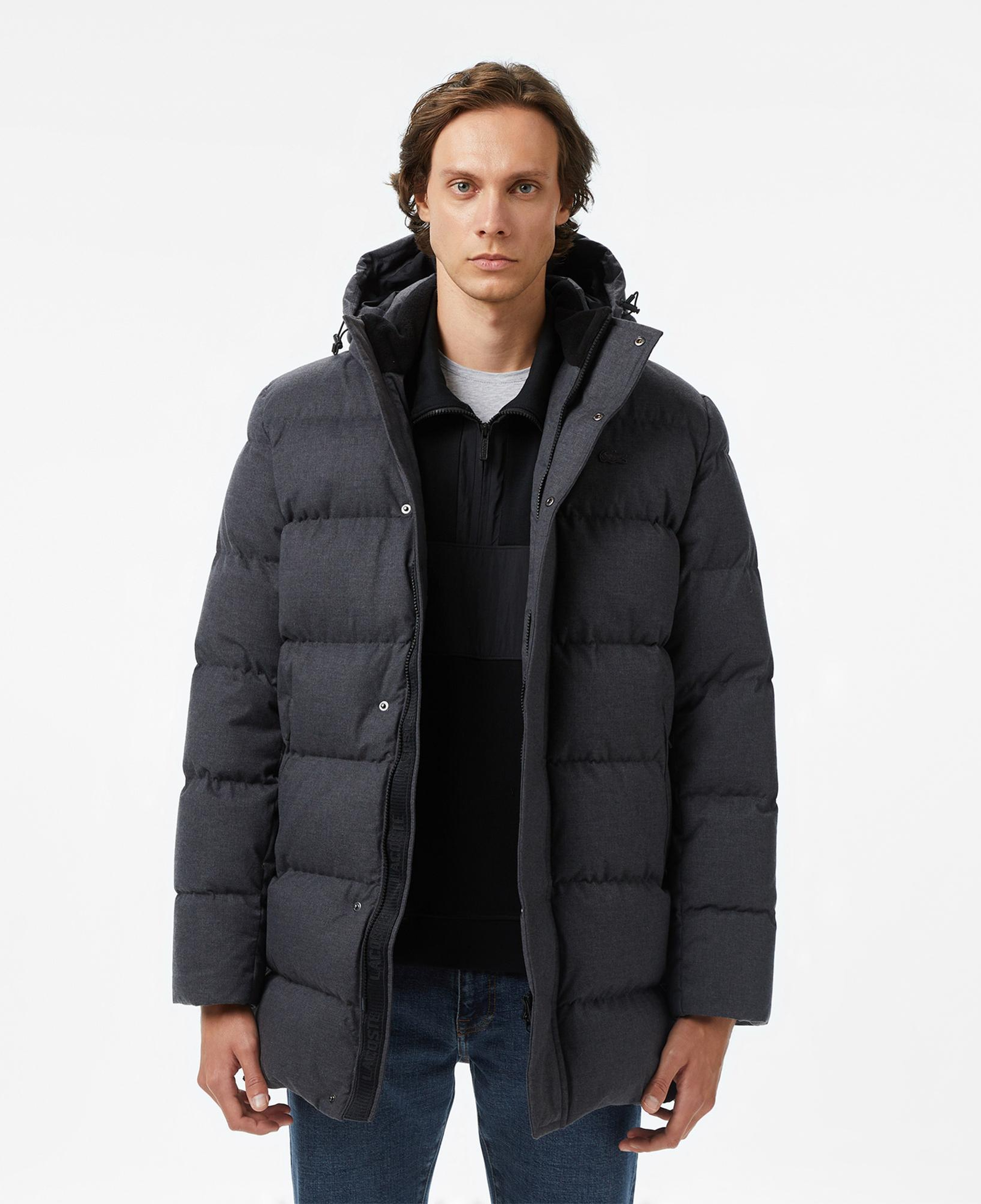 Lacoste Erkek Kapüşonlu Koyu Gri Mont