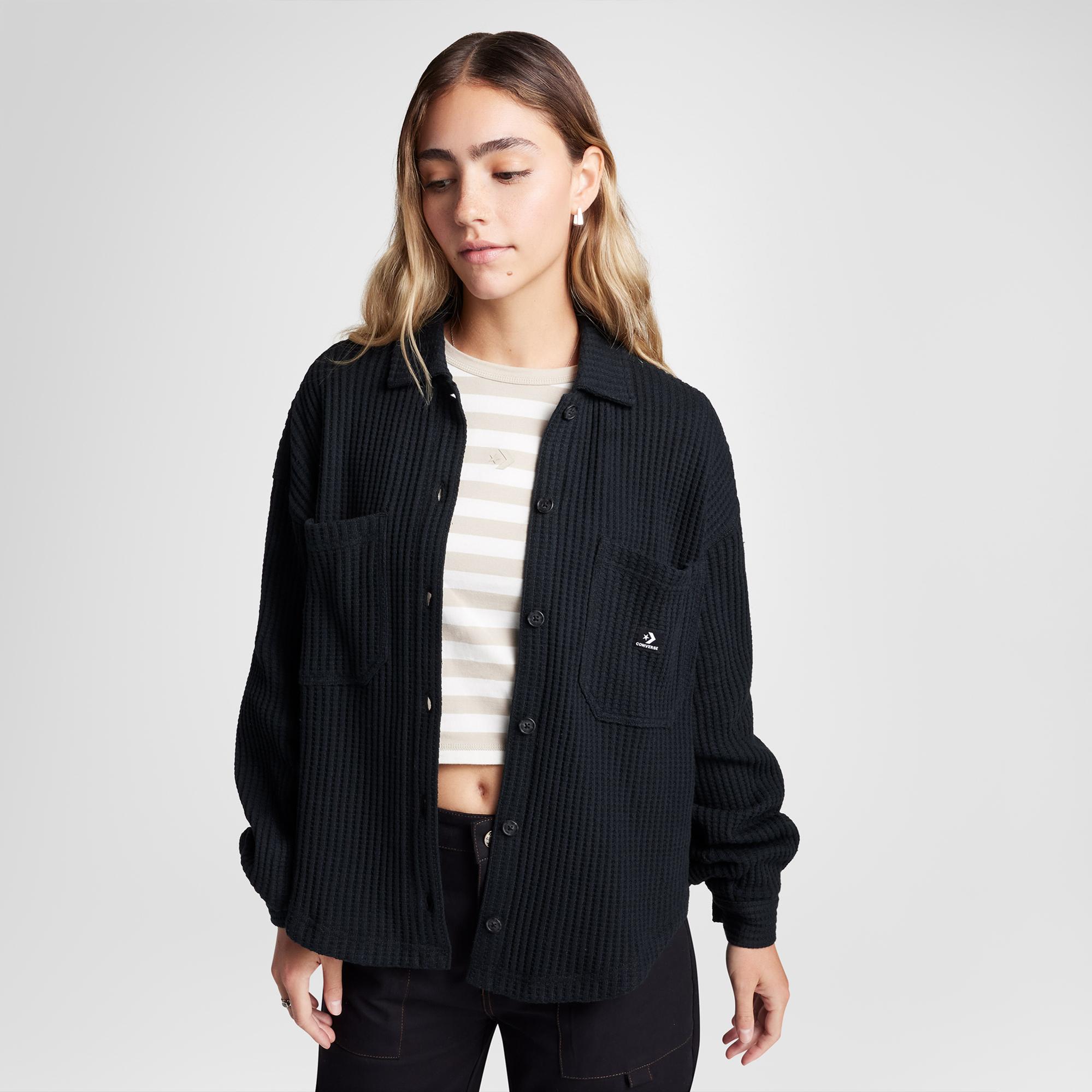 Converse Kadın Oversize Fit Siyah Gömlek